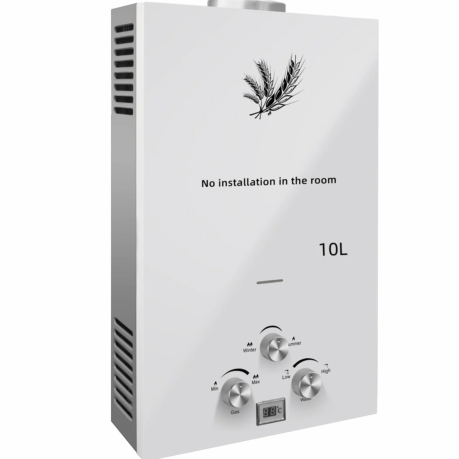 10L Scaldacqua a Gas Propano GPL Bianco Riscaldatori di Acqua a Gas Liquefatto Butano,20KW Scaldabagno Istantaneo Senza Serbatoio con Kit Doccia,per Campeggio,Camper,Casa