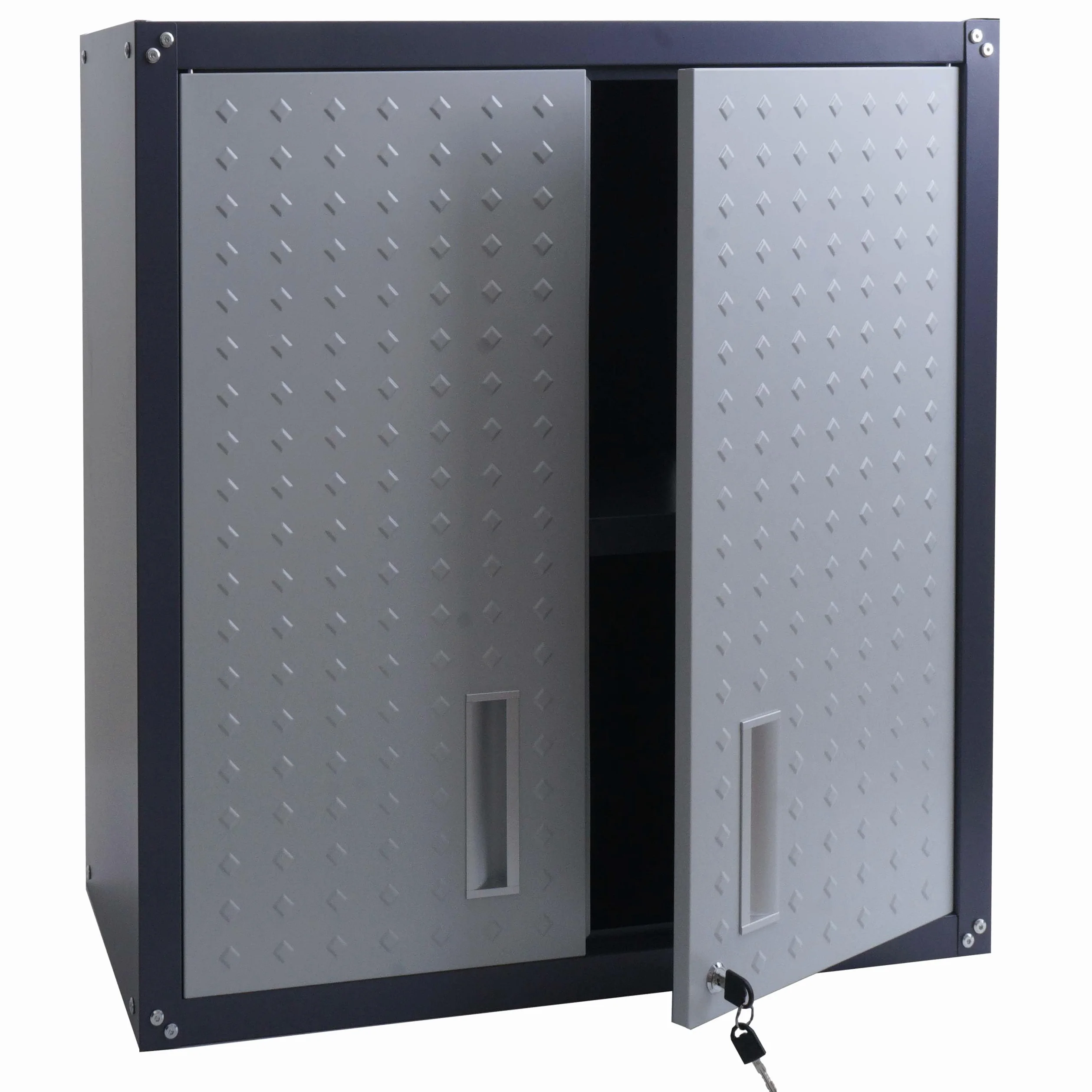 Mendler Armadio pensile HWC-O52, armadietto a muro, garage, con serratura, in acciaio 77x77x31cm - grigio chiaro/grigio scuro