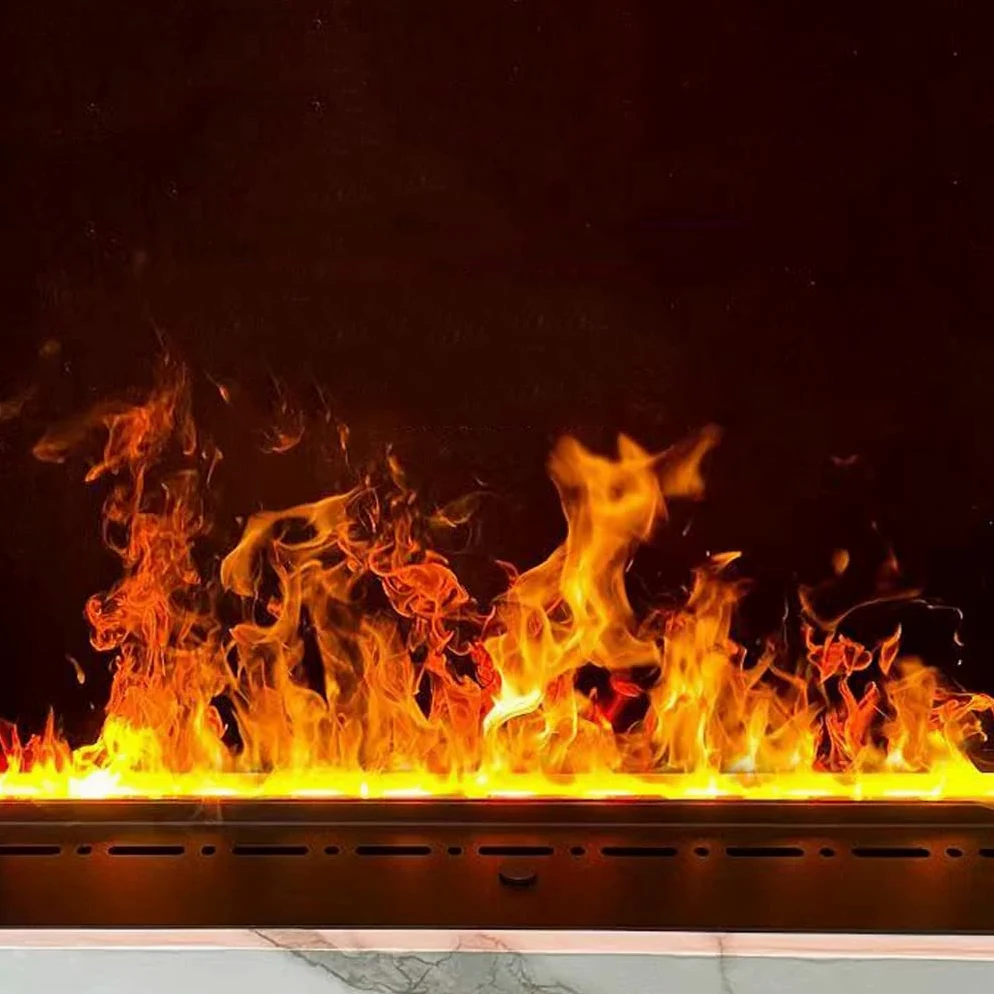 Camino Elettrico 3D a Vapore Acqueo - Atomizzazione a Vapore, Simulazione Fiamma per Soggiorno, Armadio da Camino Elettrico Embedded, Termocamino
