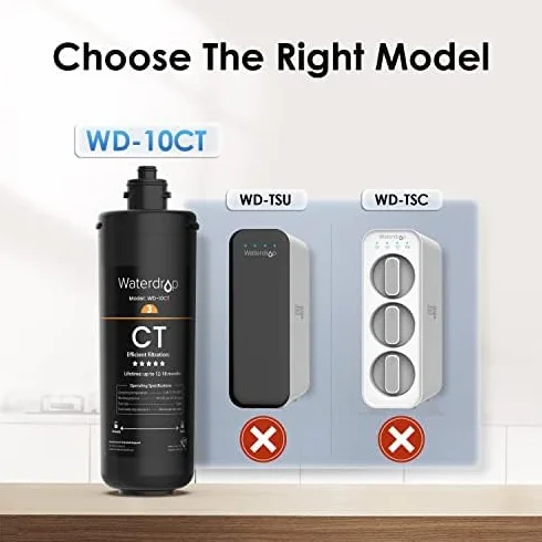 Waterdrop WD-10CT Filtro Acqua Sottolavello, Ricambio per Waterdrop TSA & TSB 3 Stadi Depuratore Acqua Domestico per Sotto Bancone