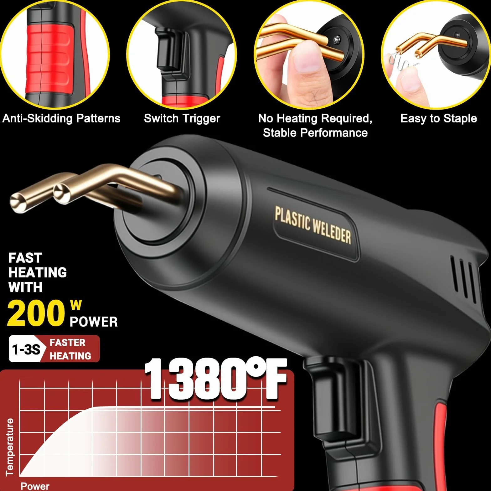200W Saldatrice per Plastica,Kit di Riparazione Paraurti Auto con 900pcs 6 Tipo Graffette,Plastica Saldatrice Kit per la Riparazione Delle Parti di Plastica