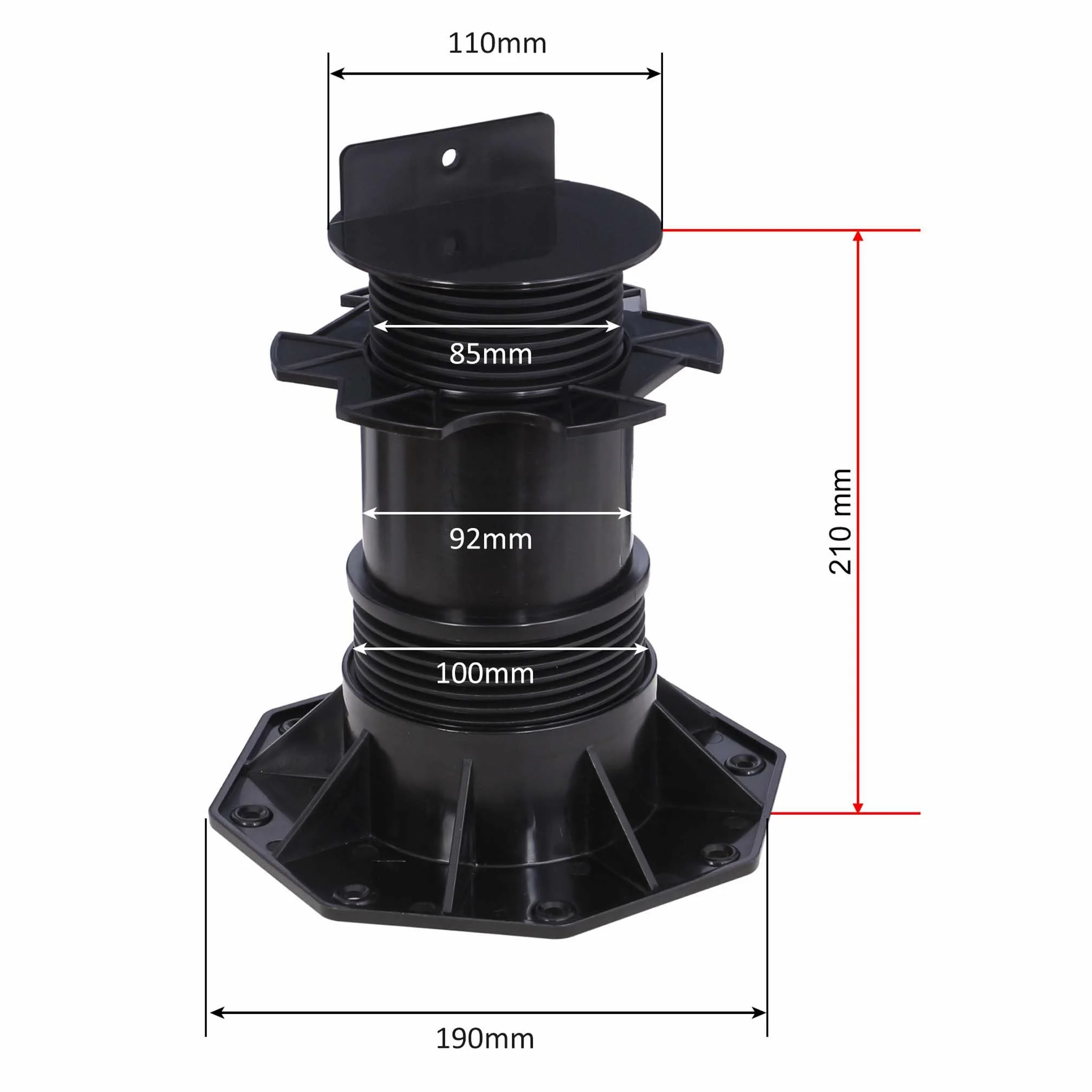 XPOtool Set 20 supporti per pavimenti galleggianti Altezza regolabile 140-210mm Max 2700 kg Piedini per decking