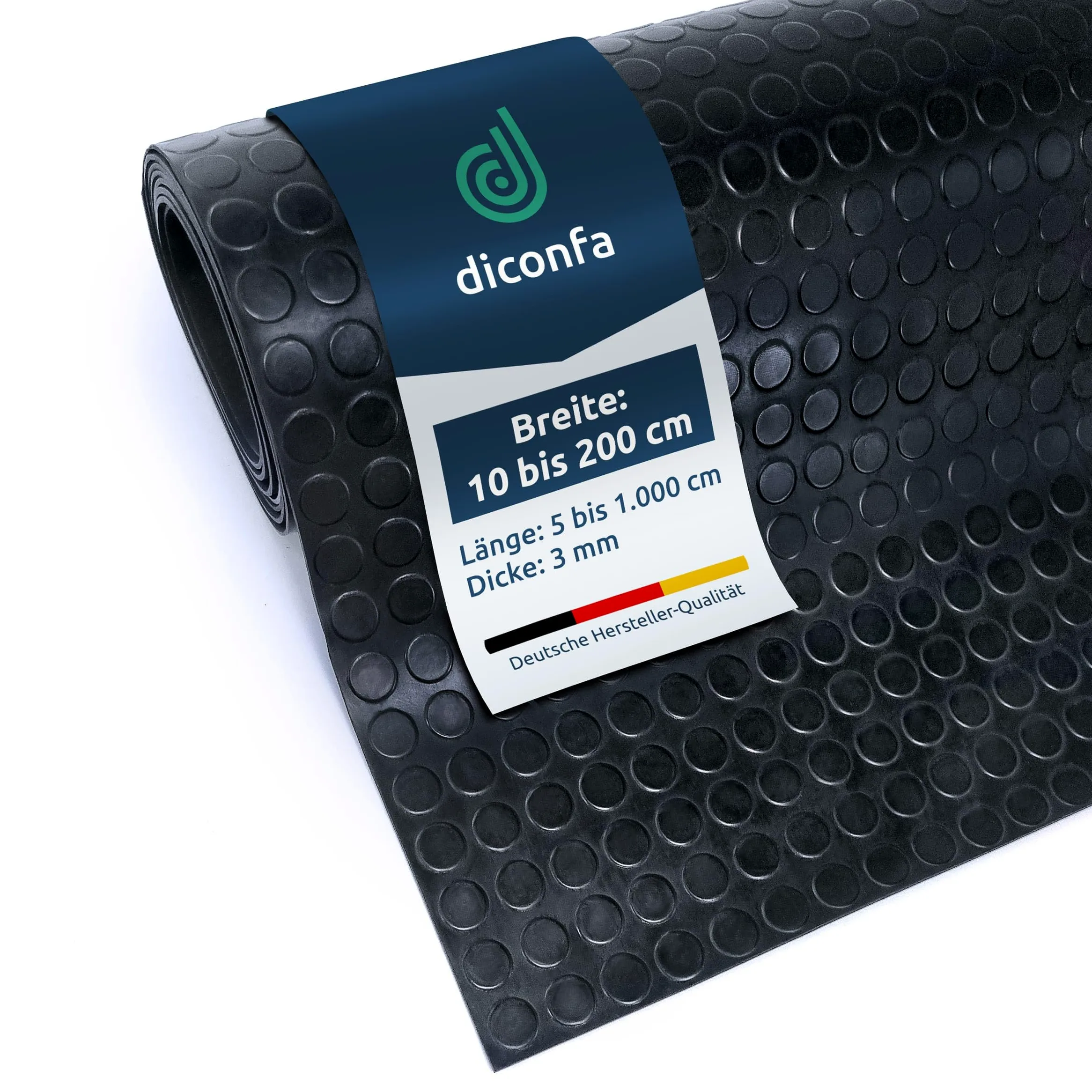 diconfa tappetino in gomma con borchie spessore 3mm - LARGHEZZA 0,1m a 2m - LUNGHEZZA 0,05m a 10m - SCELTA: 1300 x 3800mm - rivestimento pavimento antiscivolo magazzino officina garage industria ecc.