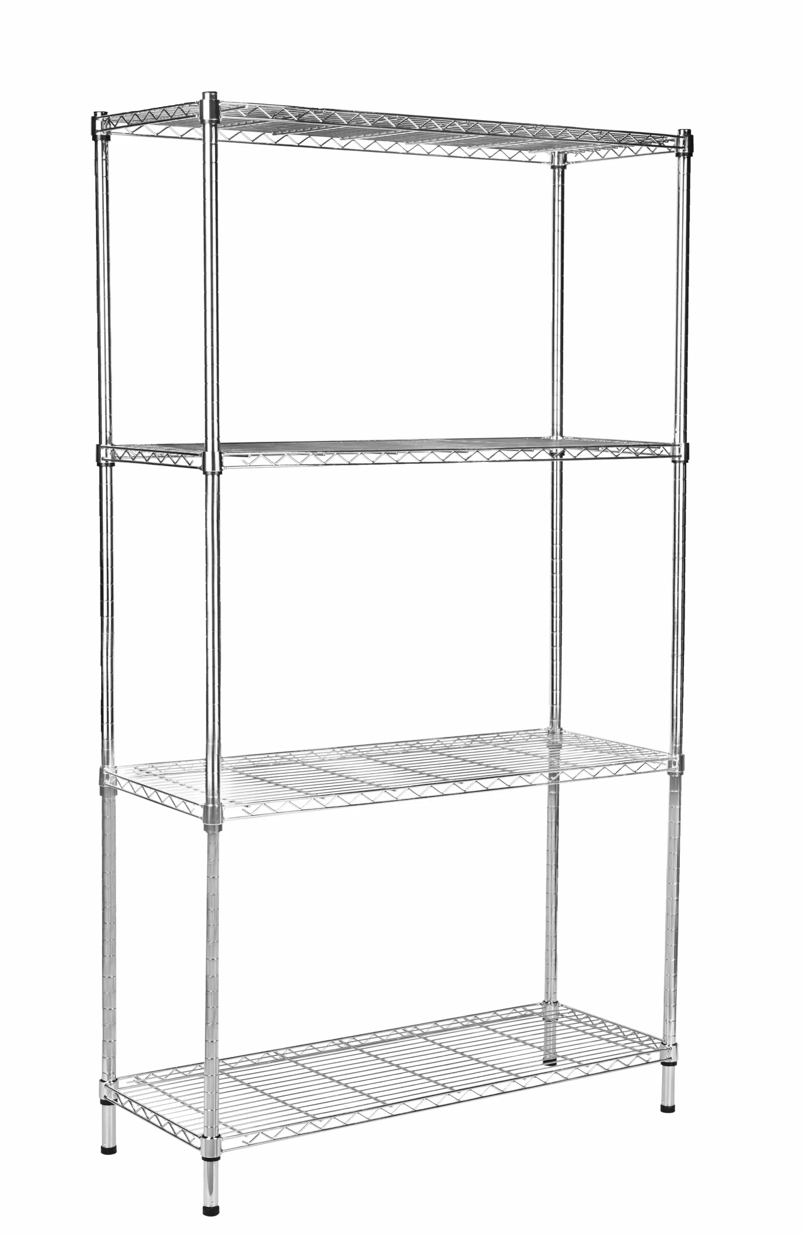 Scaffale con ripiani a griglia Everest, in metallo, portata circa 70 kg per ripiano. Sistema di stoccaggio multifunzionale, cromato, disponibile in diverse dimensioni (90 x 35 x 160 cm, 4 ripiani)