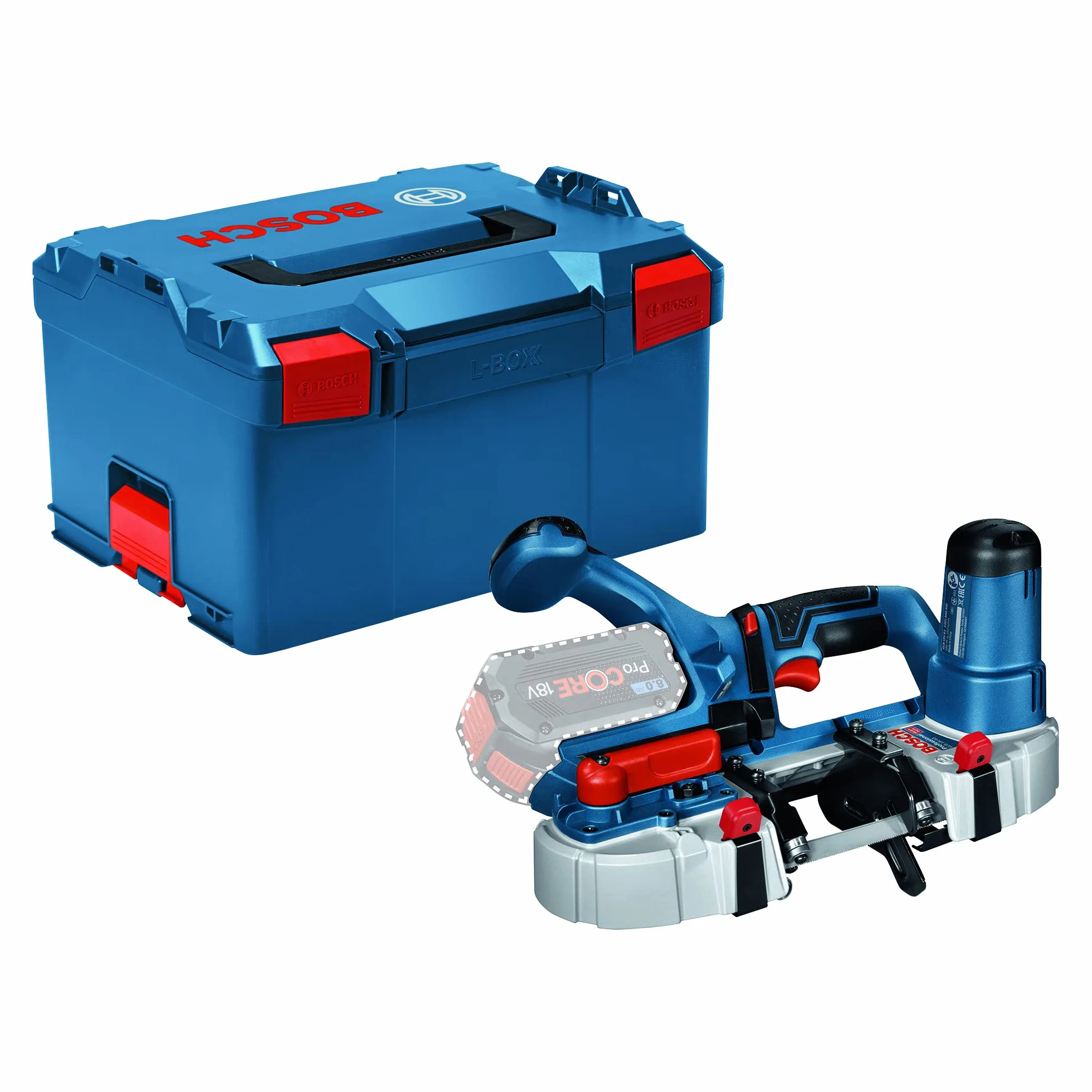 Sega a nastro a batteria GCB 18V-63 Bosch Professional 18V System (incl. 2 lame, senza batteria e caricabatteria, in L-BOXX 238)