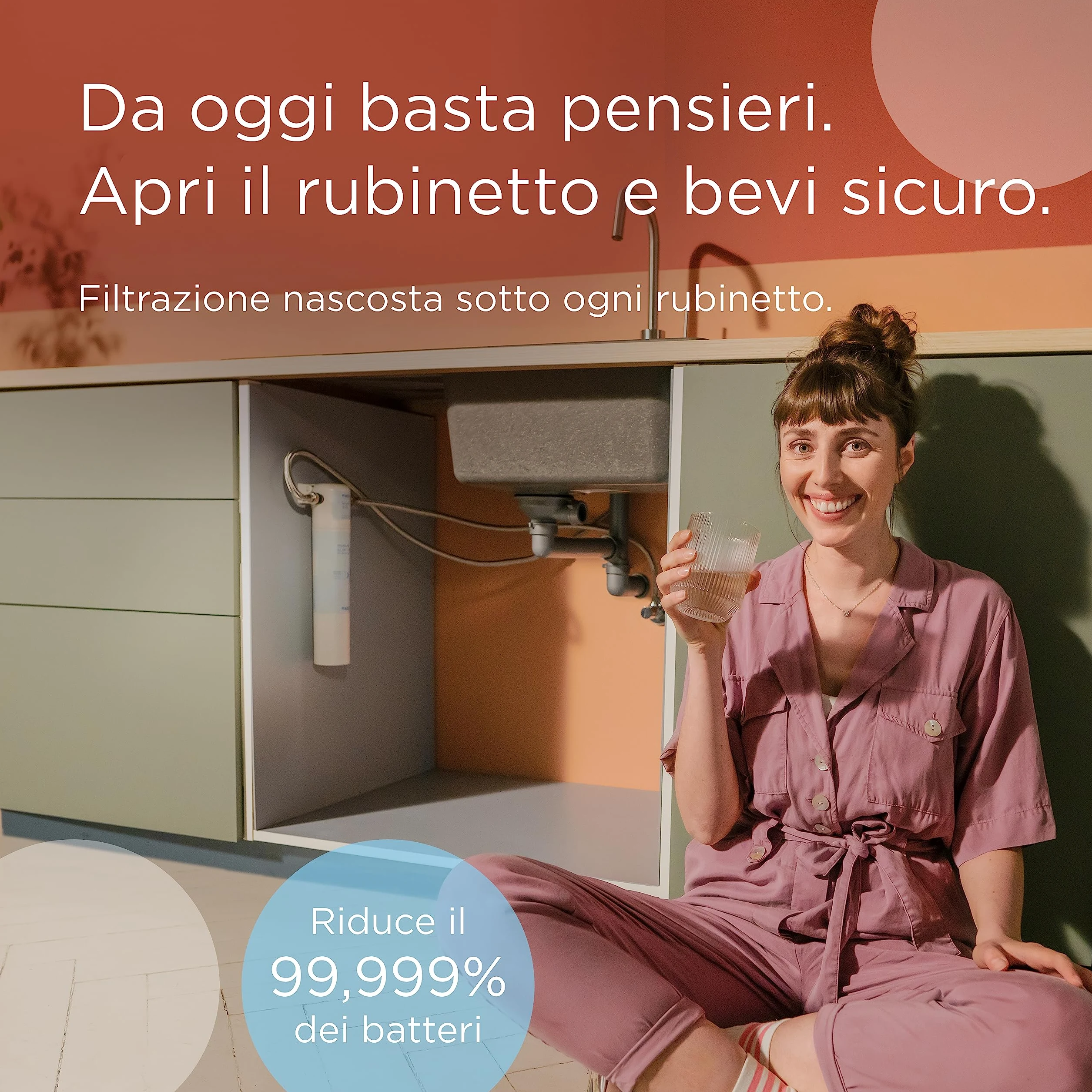 BRITA Sistema filtrante mypure SLIM V-MF incl. 1x filtro (8000L) - sistema sottolavello per il tuo rubinetto per acqua buona e priva di batteri al 99,999% - con timer digitale