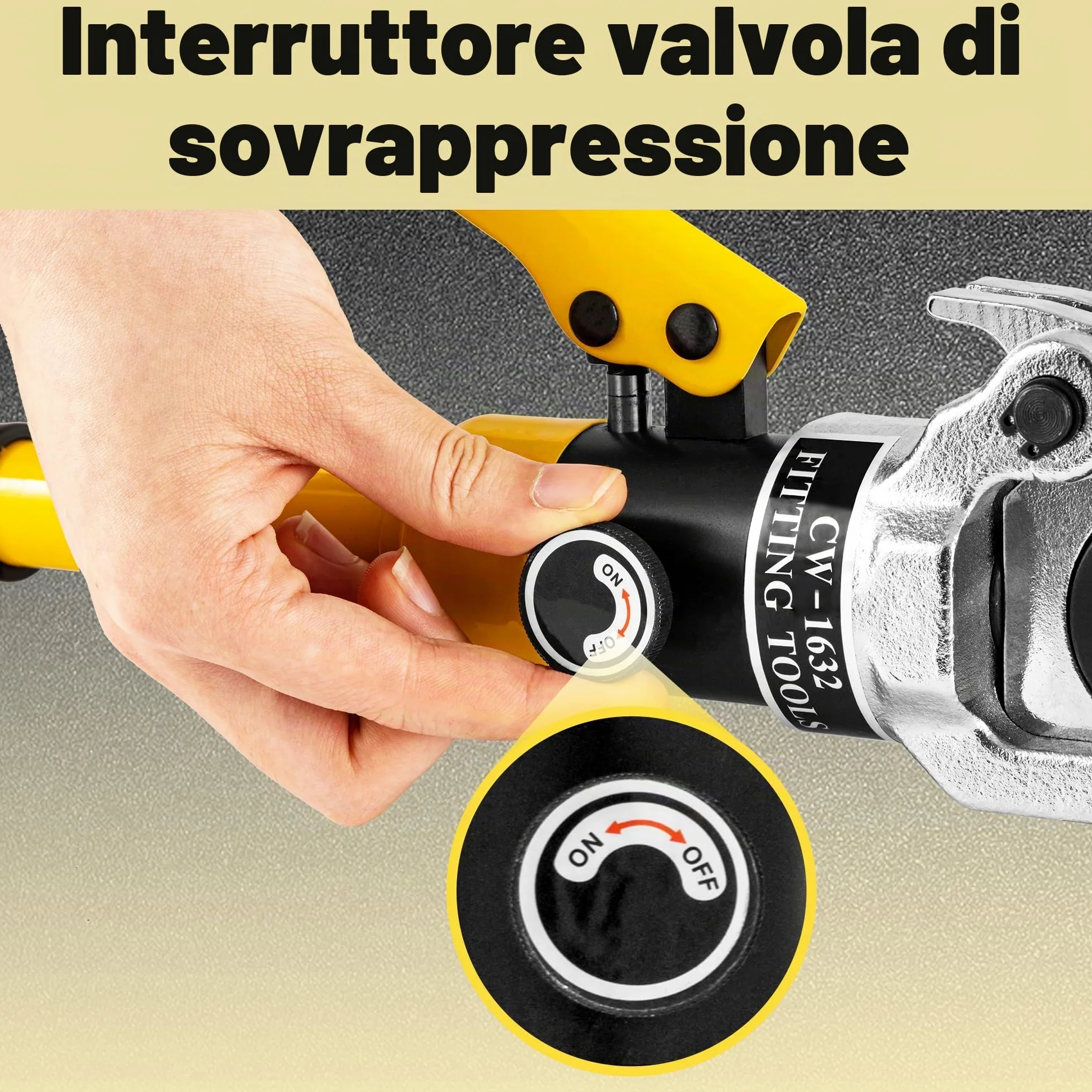 CGOLDENWALL Crimpatrice Idraulica Tubi Multistrato, con Stampi TH16 20 26 32 mm², Uscita 16T, con Testa di Crimpaggio Girevole a 360°, per Tubi in Rame/Alluminio Plastica/Pex/PB