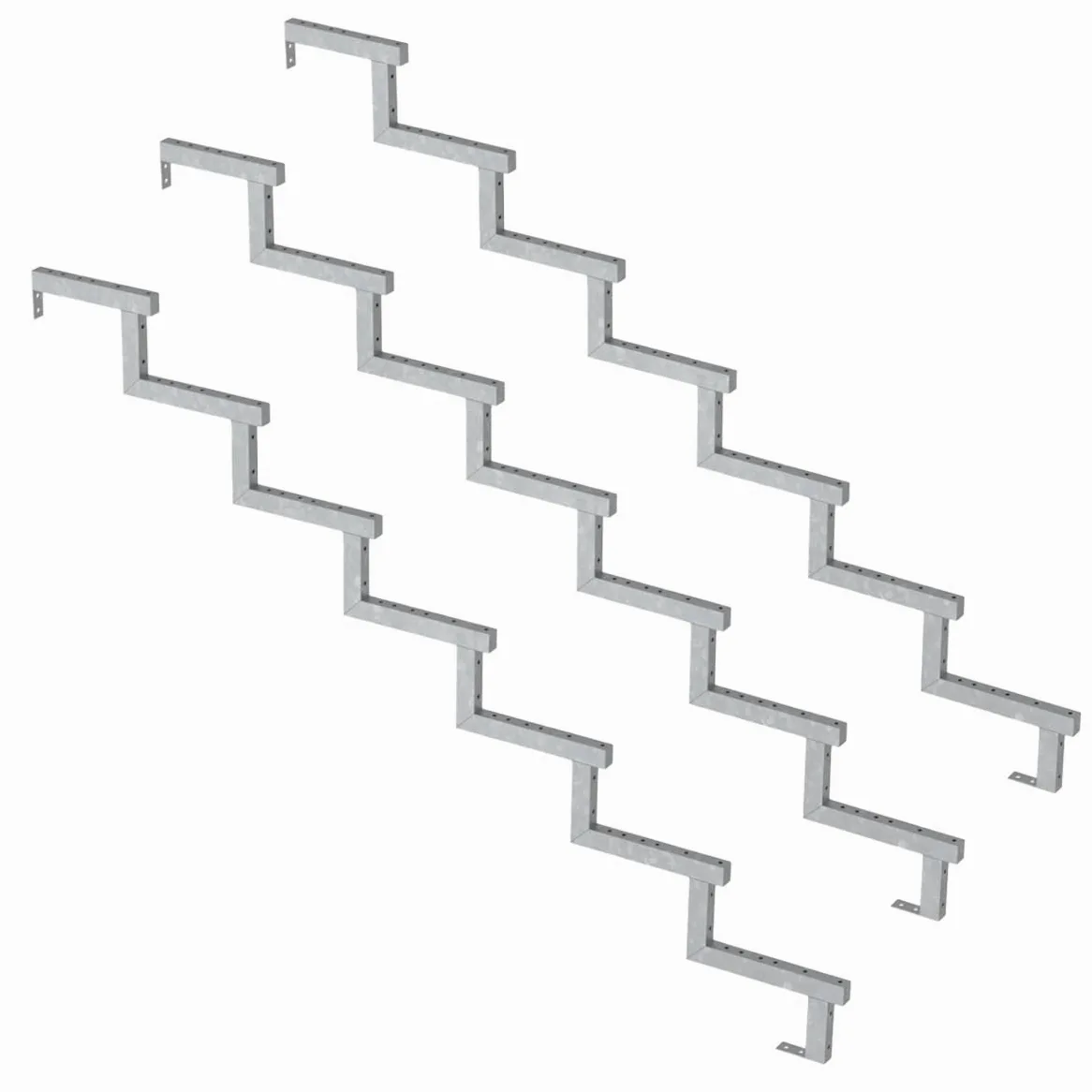 Set da 3 pezzi - Cosciale acciaio zincato – 7 gradini – H119cm-Vinuovo