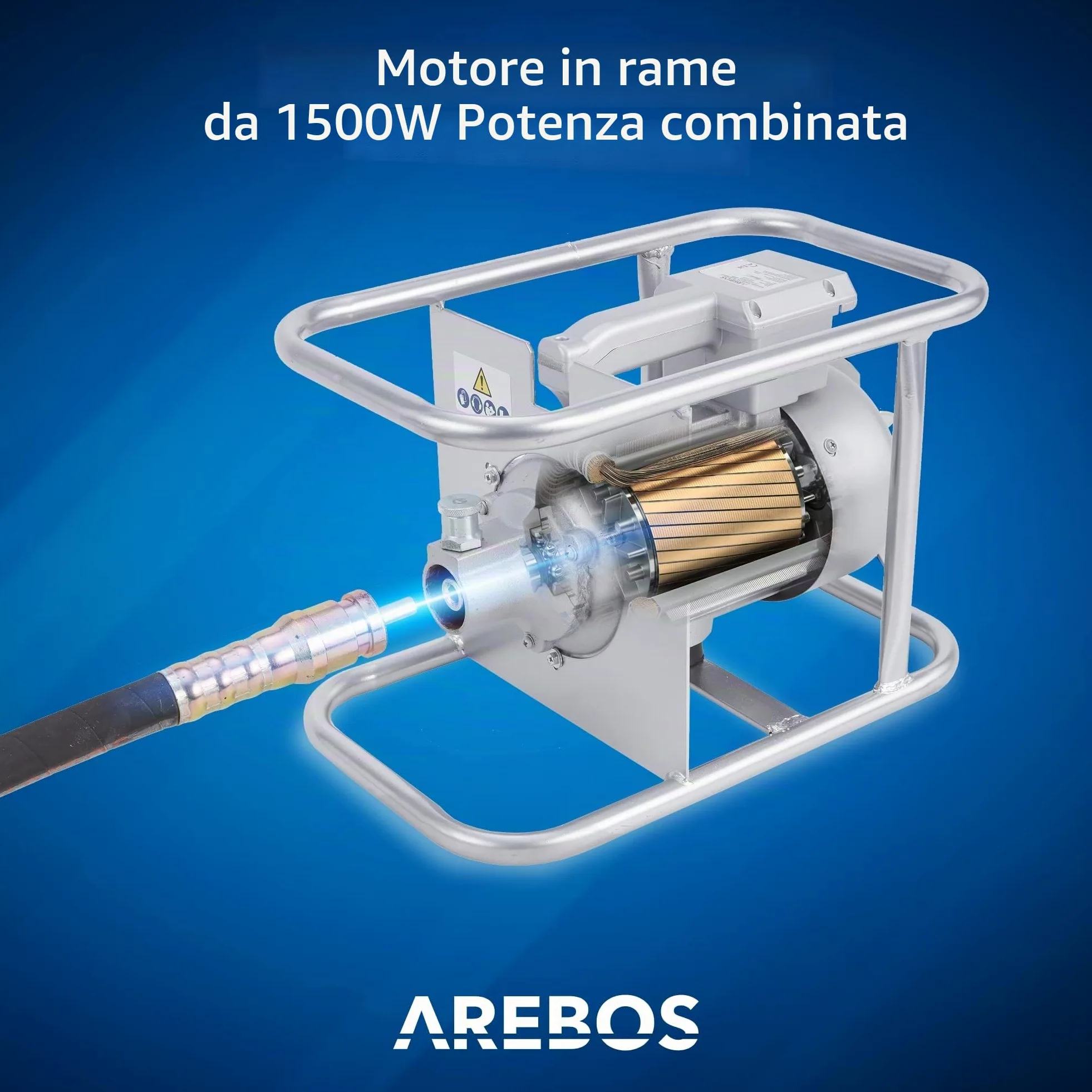 Arebos Vibratore per cemento | Vibratore per calcestruzzo 1500W | Vibratore ad immersione | Vibratore portatile per calcestruzzo | Ago vibrante per calcestruzzo | Vibratore interno per calcestruzzo