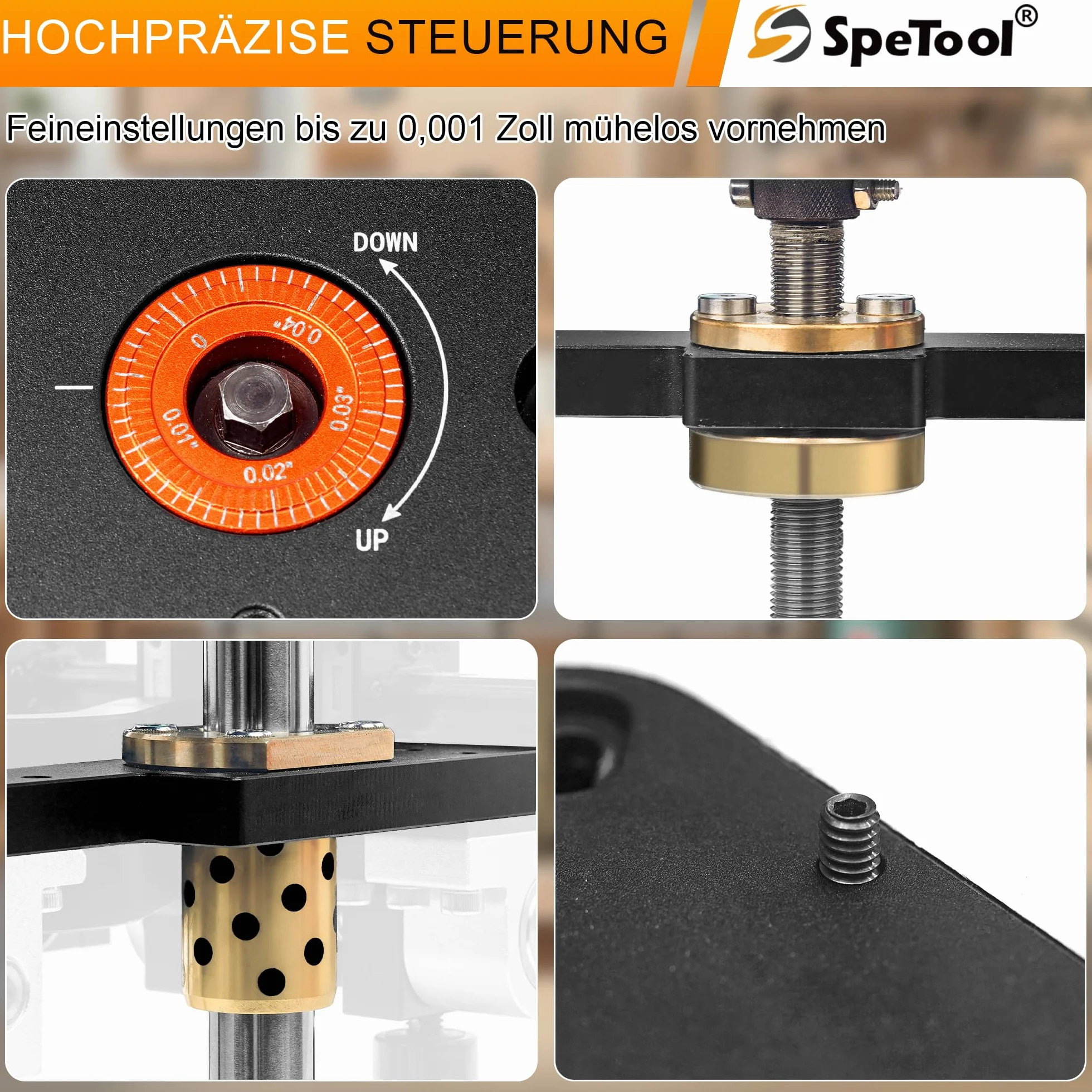 SpeTool Sollevatore per fresatura superiore con diametro da 65 mm a 107 mm, sollevatore superiore in alluminio con stencil fai da te e 3 anelli magnetici, 9-1/4" x 11-3/4" per la lavorazione del legno