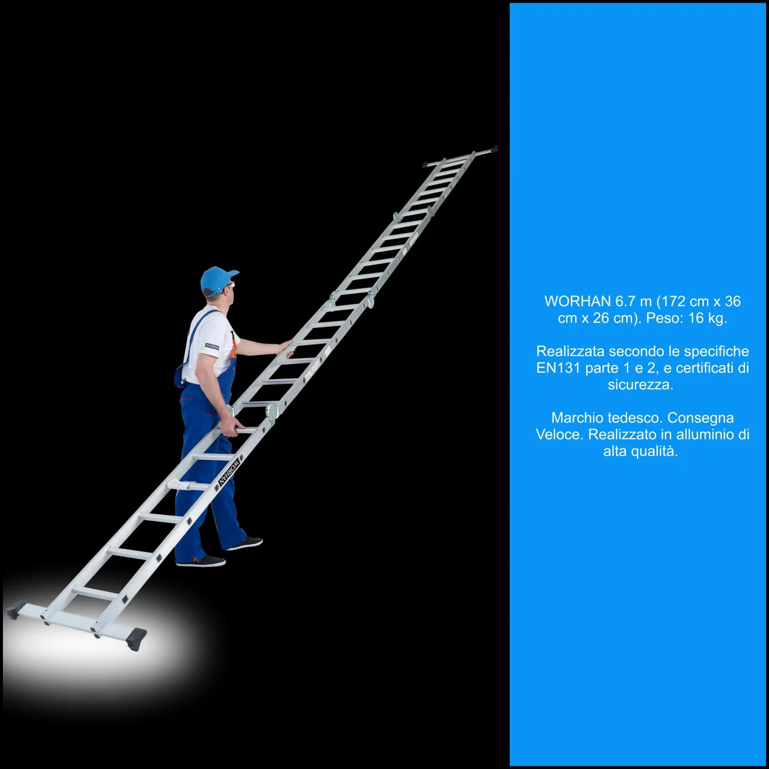 SCALA MULTIUSO IN ALLUMINIO 6.7m PIEGHEVOLE MULTI POSIZIONE 14 FUNZIONI CON STABILIZZATORI KS6.7