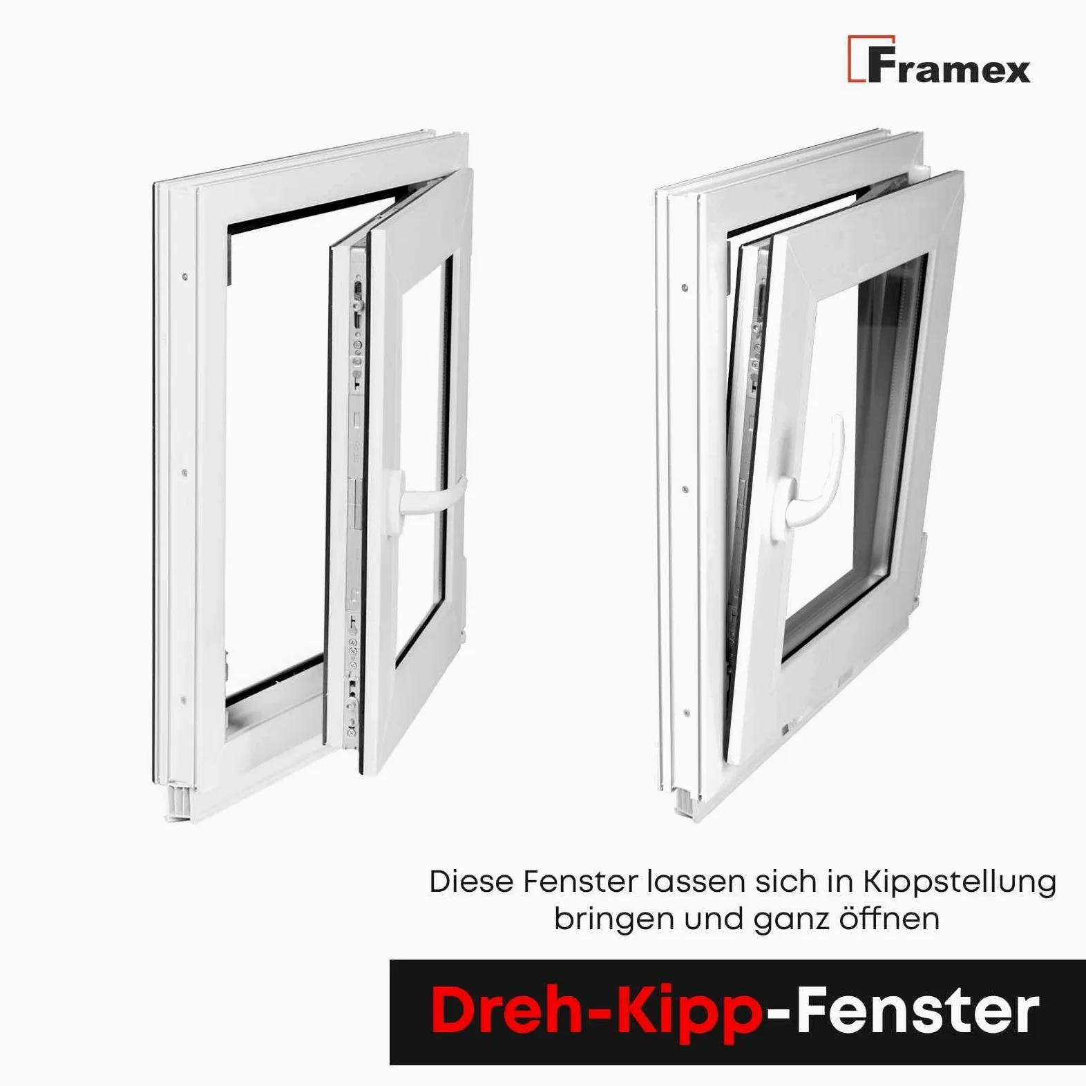 Finestra Seminterrata Piccola in PVC Bianco, Larghezza x Altezza 100 x 50 cm (1000 x 500 mm), Doppi Vetri (32 mm), Anta-Ribalta, Girevole DIN Destra – Premium