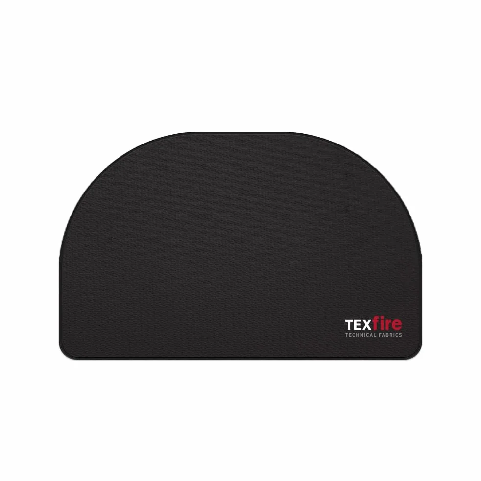 TEXFIRE | Tappeto ignifugo semicircolare per camino e stufa. Tessuto isolante termico. Protezione per pavimenti delicati tipo parquet.