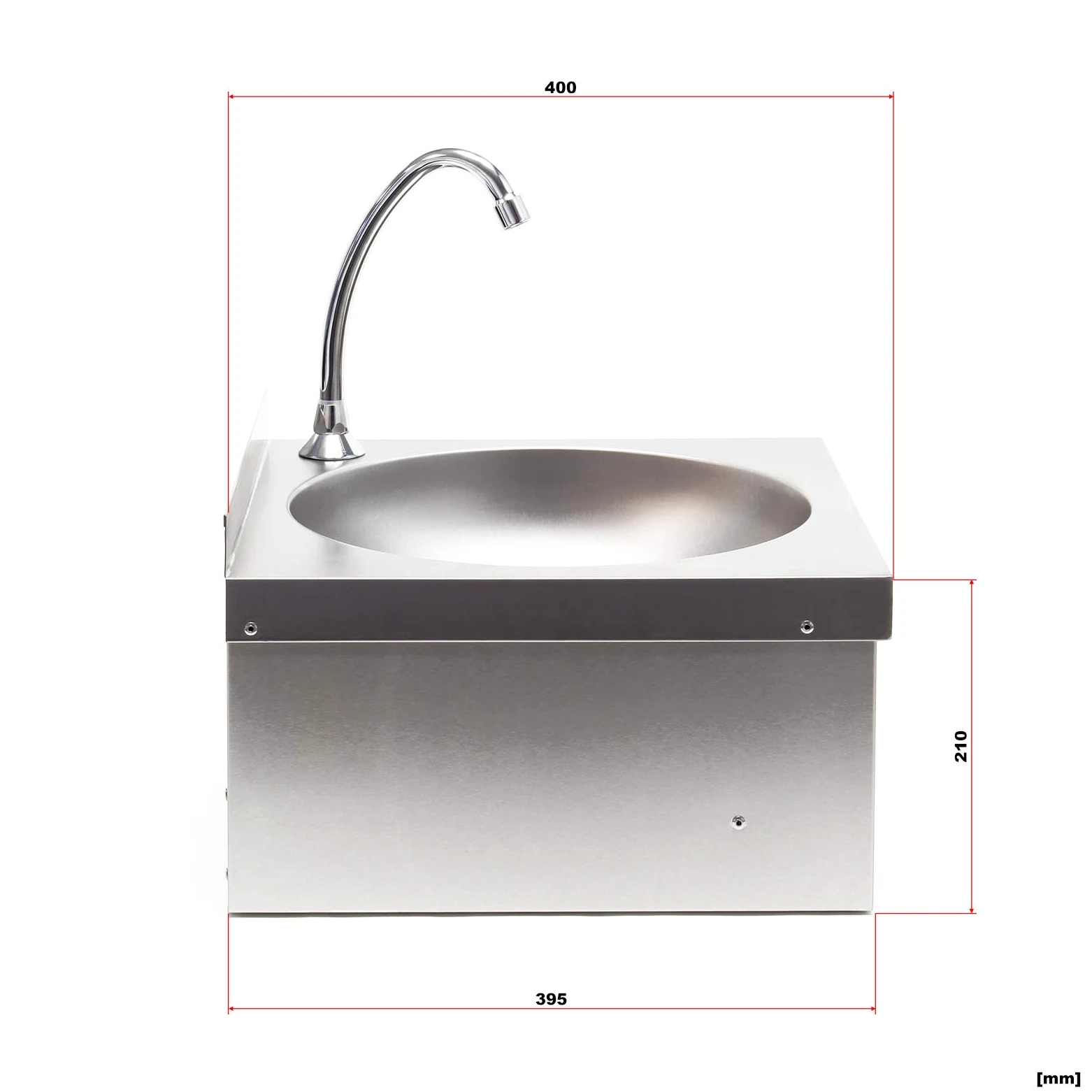 XPOtool Lavello professionale acciaio inox vaschetta rotonda comando a ginocchio montaggio a parete