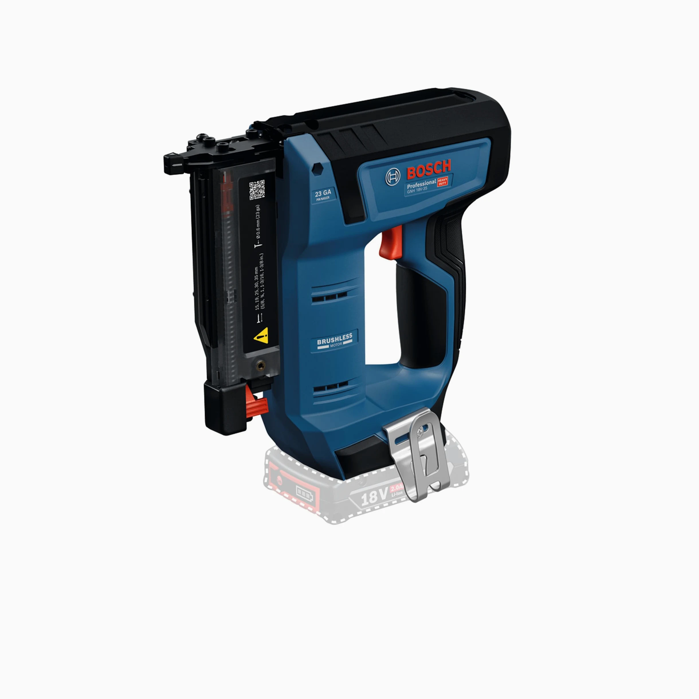 Bosch Professional 18V System Chiodatrice per legno a batteria GNH 18V-35 (rinculo ridotto, motore brushless, incl. gancio per cintura)