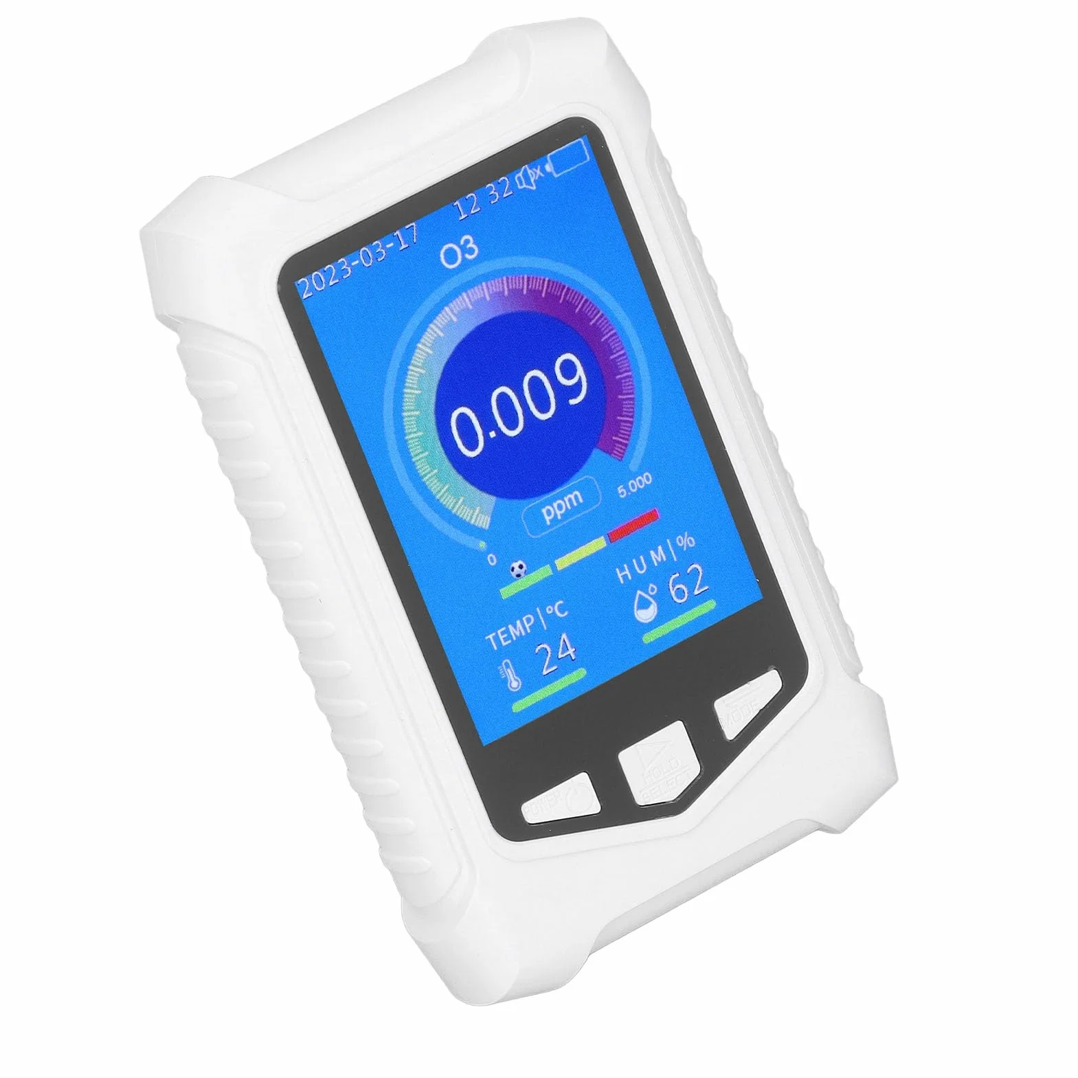 Rilevatore Ozono Portatile LCD con USB e Allarme Regolabile 0-10ppm per Monitoraggio Qualità Aria Casa e Laboratorio