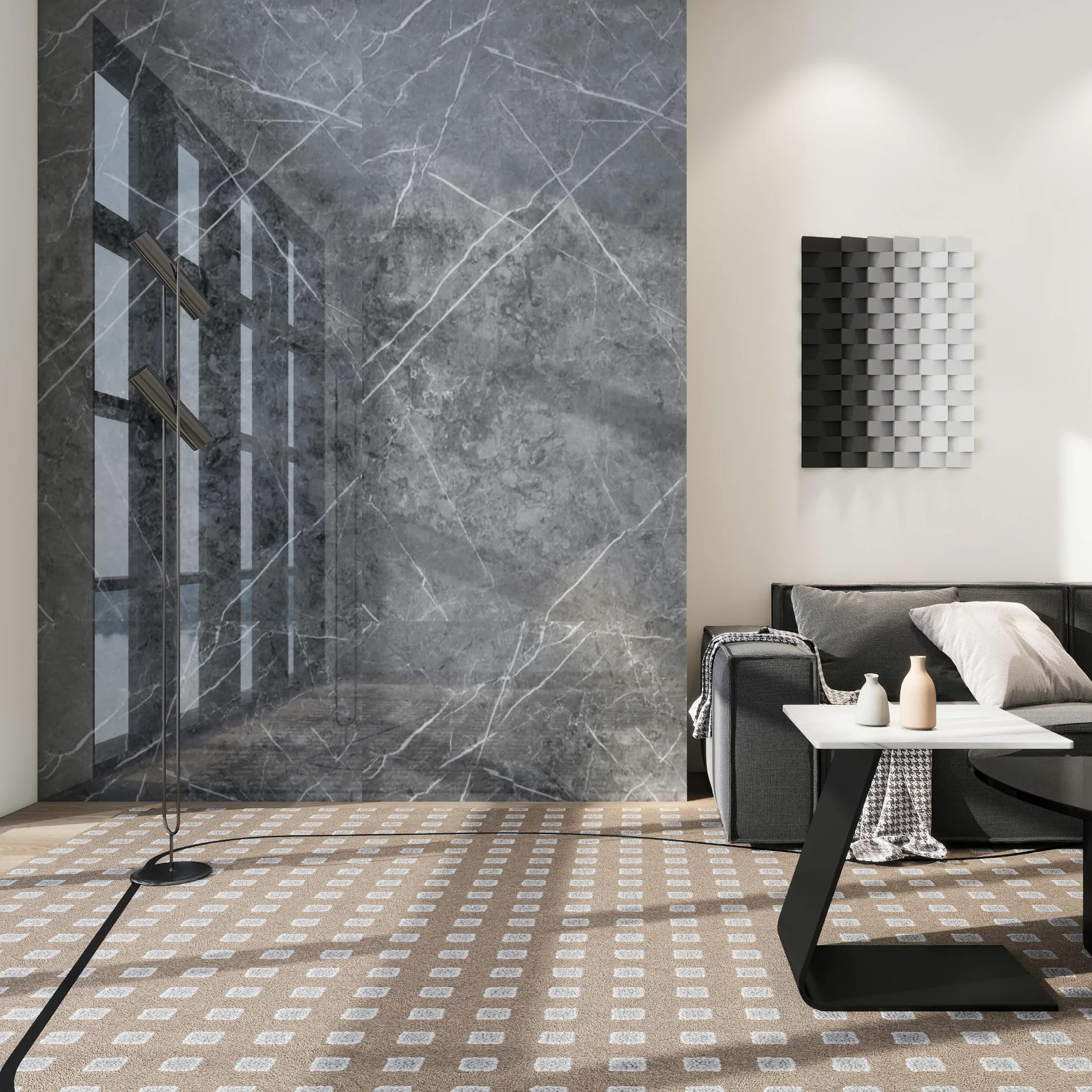 [neu.haus] Set di 16 Pannelli Decorativi in PVC per Parete Rivestimento Murale per Interni Bagno Cucina Soggiorno Pannelli 60x120 cm Resistenti all'Umidità e Raggi UV Effetto Pietra - Grey Diamond