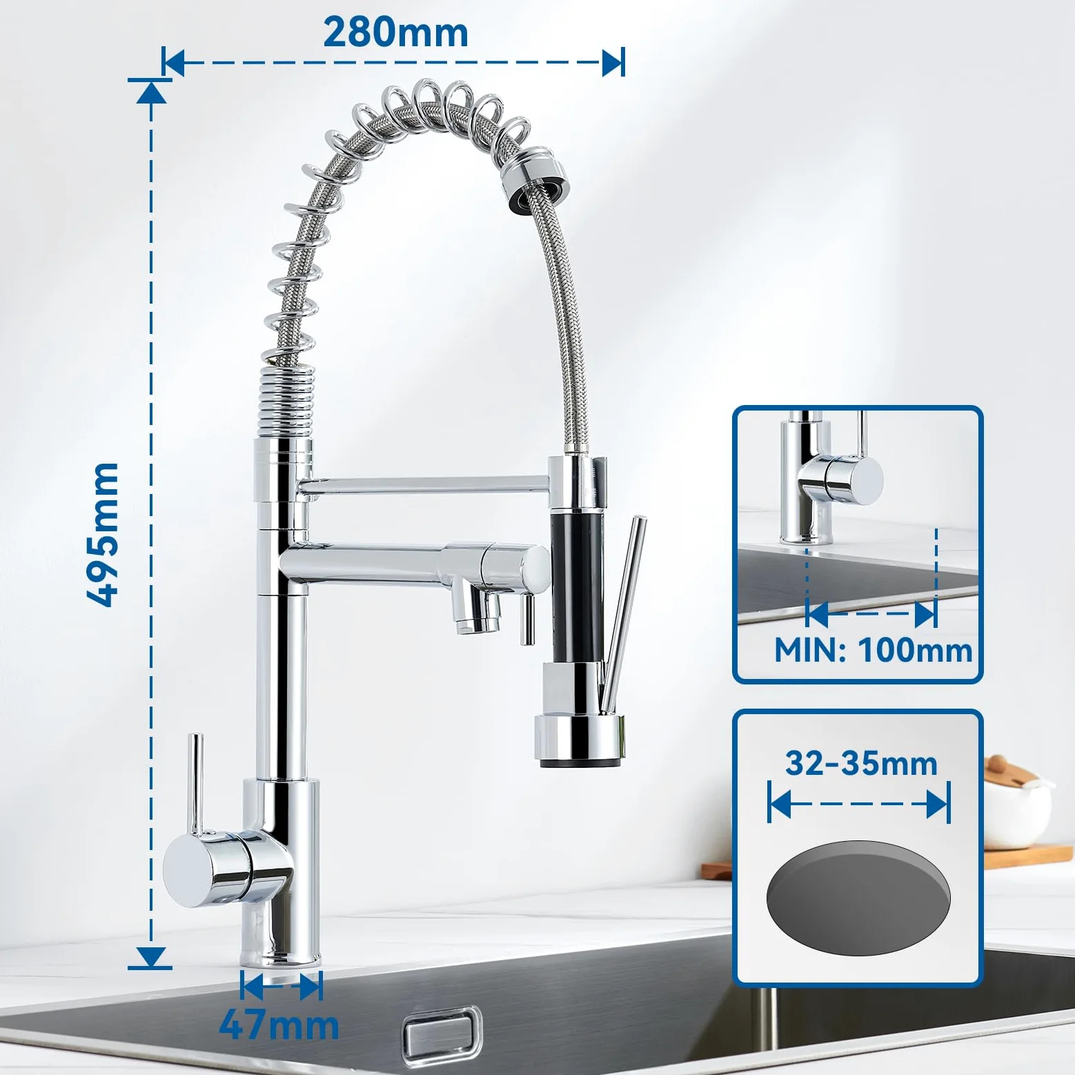 Auralum Lavello Cucina 1 Vasca 70 x 44 cm + Rubinetto Lavello Cucina con Doccetta Estraibile & Doppia Modalità