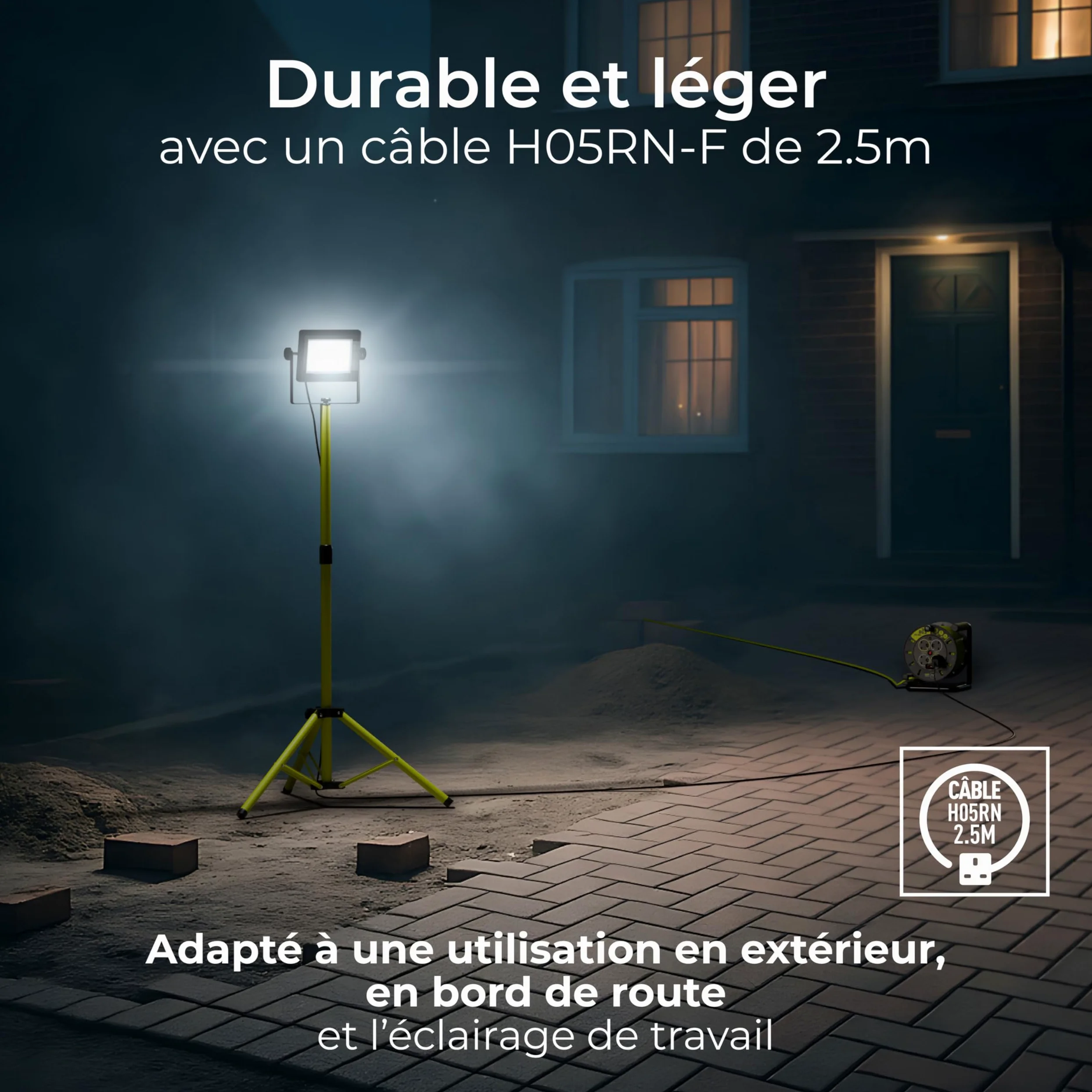 Luceco Treppiede LED a Testa Singola, Sottile, Regolabile, Multiposizione, Pieghevole, Cavo da 2,5 m, Resistente alle Intemperie, Nero/Verde, IP65, 50W, 4000lm, 5000K, EFLDTS50B50