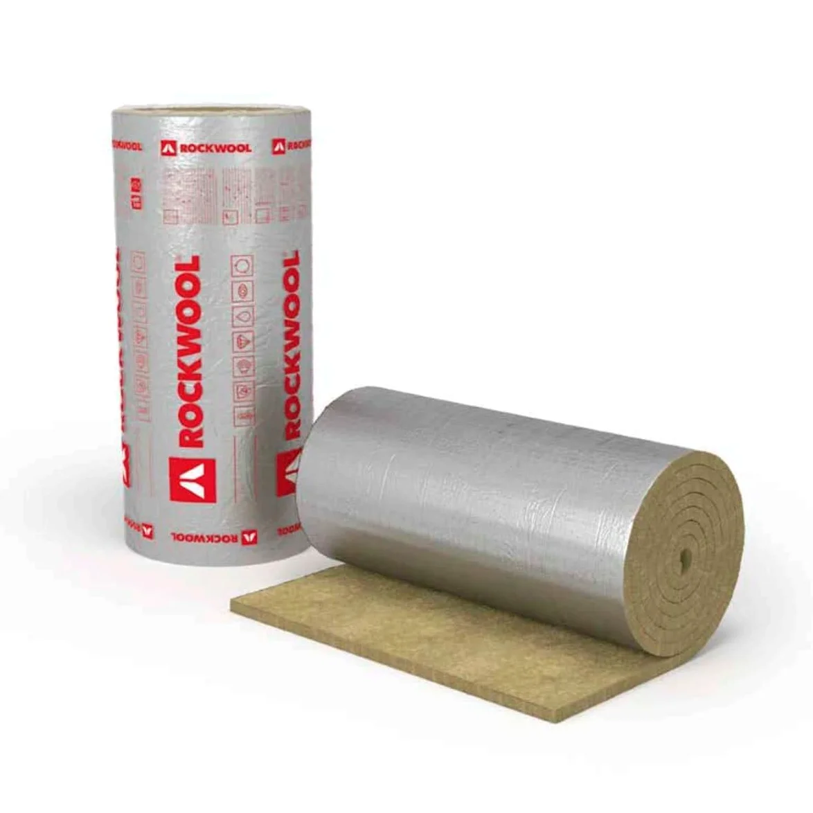 Rockwool KLIMAMAT Isolamento in lana di roccia Materassino lamellare rivestito in alluminio 20 - 80mm (marrone, 50mm - 5m x 1m)