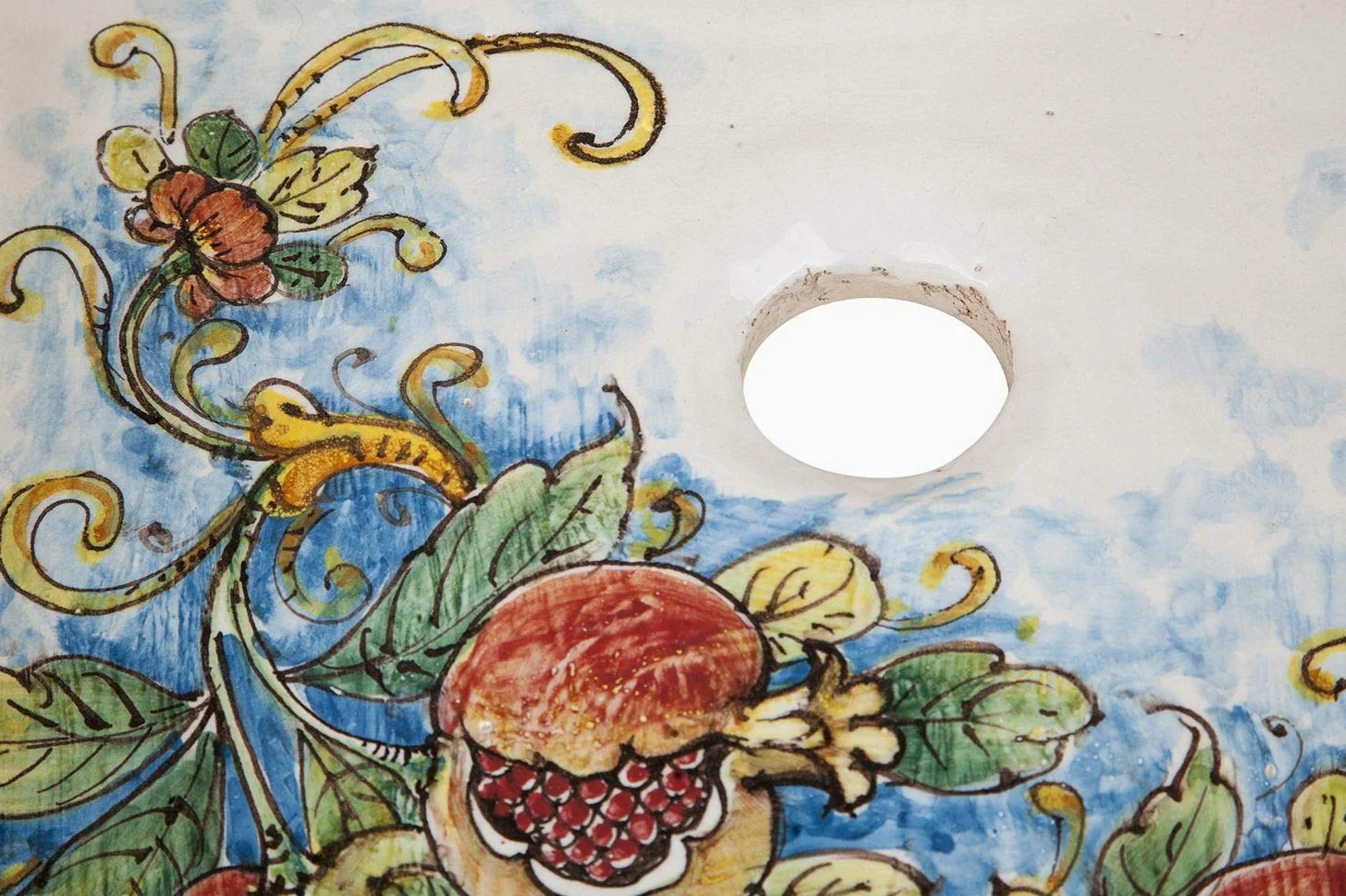 Lavabo ceramica siciliana Terra - Lavello da cucina quadrato da incasso, Un Lavabo da cucina colorato fatto a mano da cucina | Lavello da cucina in ceramica siciliana dall'Italia 42 x 42 cm