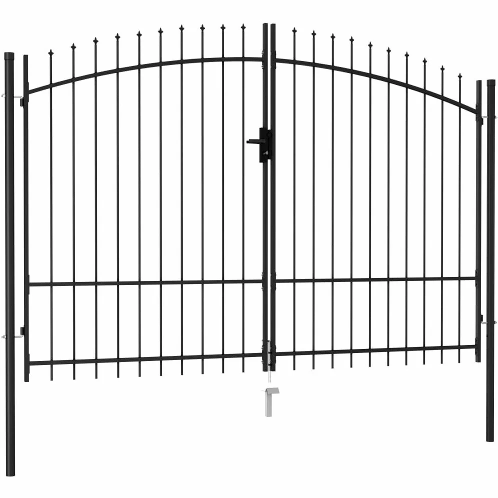 Tidyard Cancello,da Giardino,a Doppia Anta,con Punte a Lancia,in Acciaio,Nero,300x225 cm,Cacello per Recinzione,Cancello in Metallo,Cancello da Esterno,Cancello in Acciaio