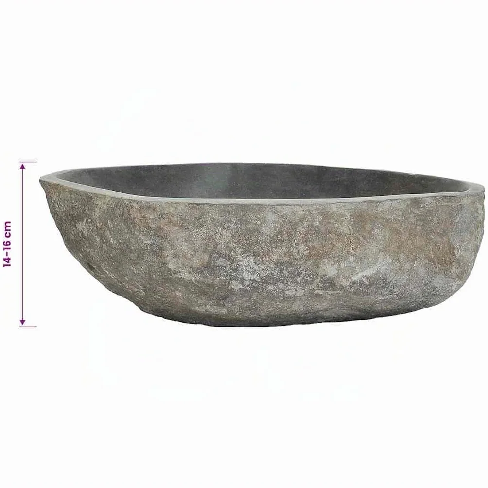 vidaXL Lavabo per Bagno, 45–53x34–41x15 cm, Pietra Naturale, Ovale, Bacino, Lavabo, Ciotola Decorativa, Lavabo in Pietra Artigianale, Mobile Bagno, Texture Naturale