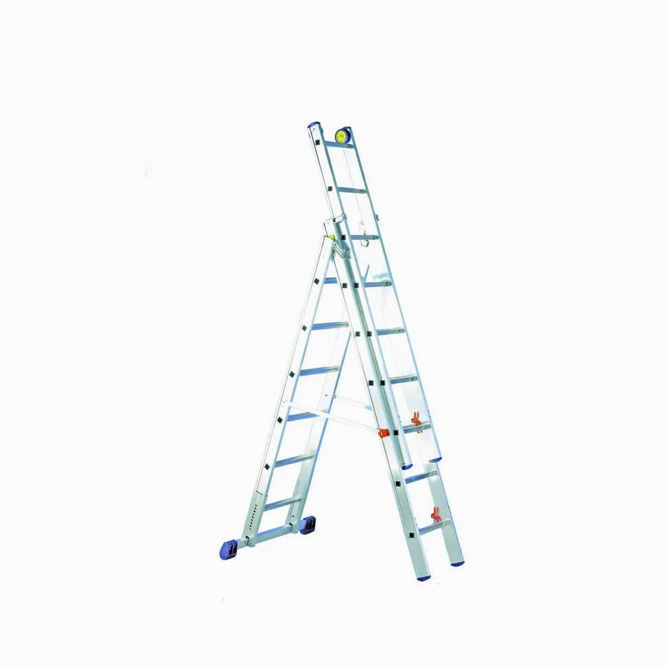 Svelt Scala Professionale in Alluminio 3 Tronchi Serie Deluxe – Posizione Doppia, Zoppa e a Muro – Stabilizzatore Regolabile, Pioli Inclinati, Dispositivo Antiribaltamento – 6+7+7 gradini