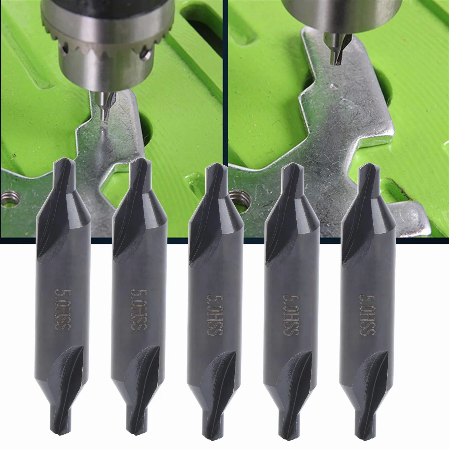 5Pcs 5mm Punta da trapano trapano utensile centro trapano centrale in acciaio ad alta velocità Centro di lavorazione speciale Punta da trapano centraggio con posizionamento a spirale su tutti i te
