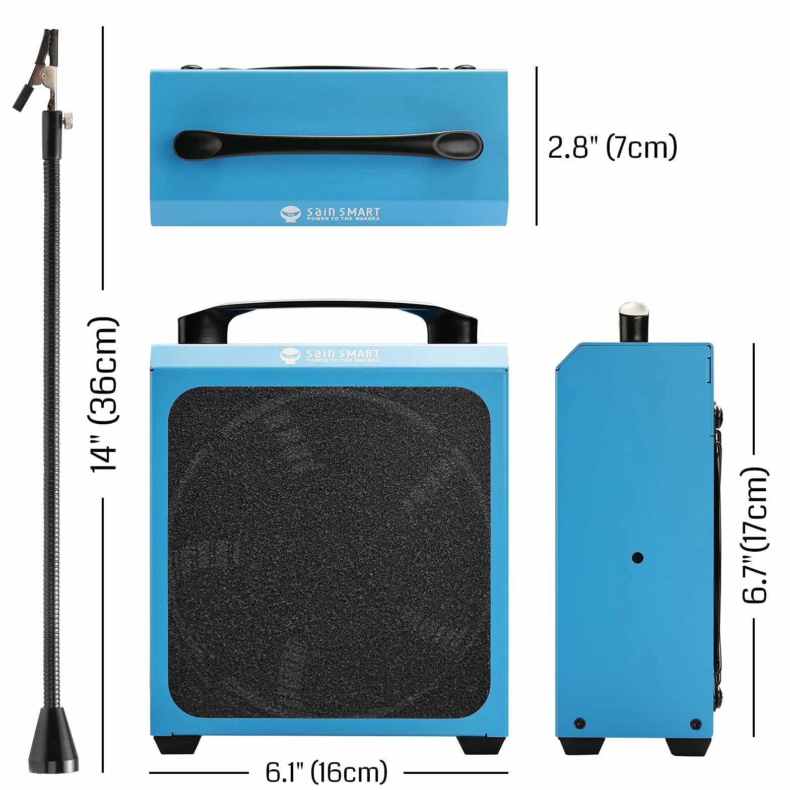 SainSmart Assorbitore di fumo con bracci di saldatura magnetici flessibili per lavori di saldatura, stazione di lavoro fai da te, 4 tappetini per filtro a carbone attivo