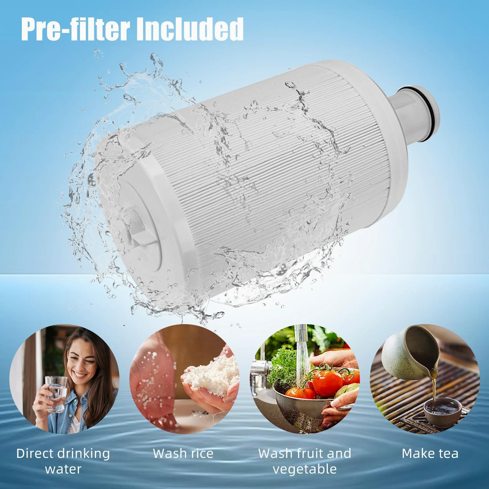 Filtro acqua compatibile con Amway espring 100186M/100188CH, prefiltro, filtrazione a carbone attivo HEPA, rimuove gli odori, migliora il gusto dell'acqua del rubinetto