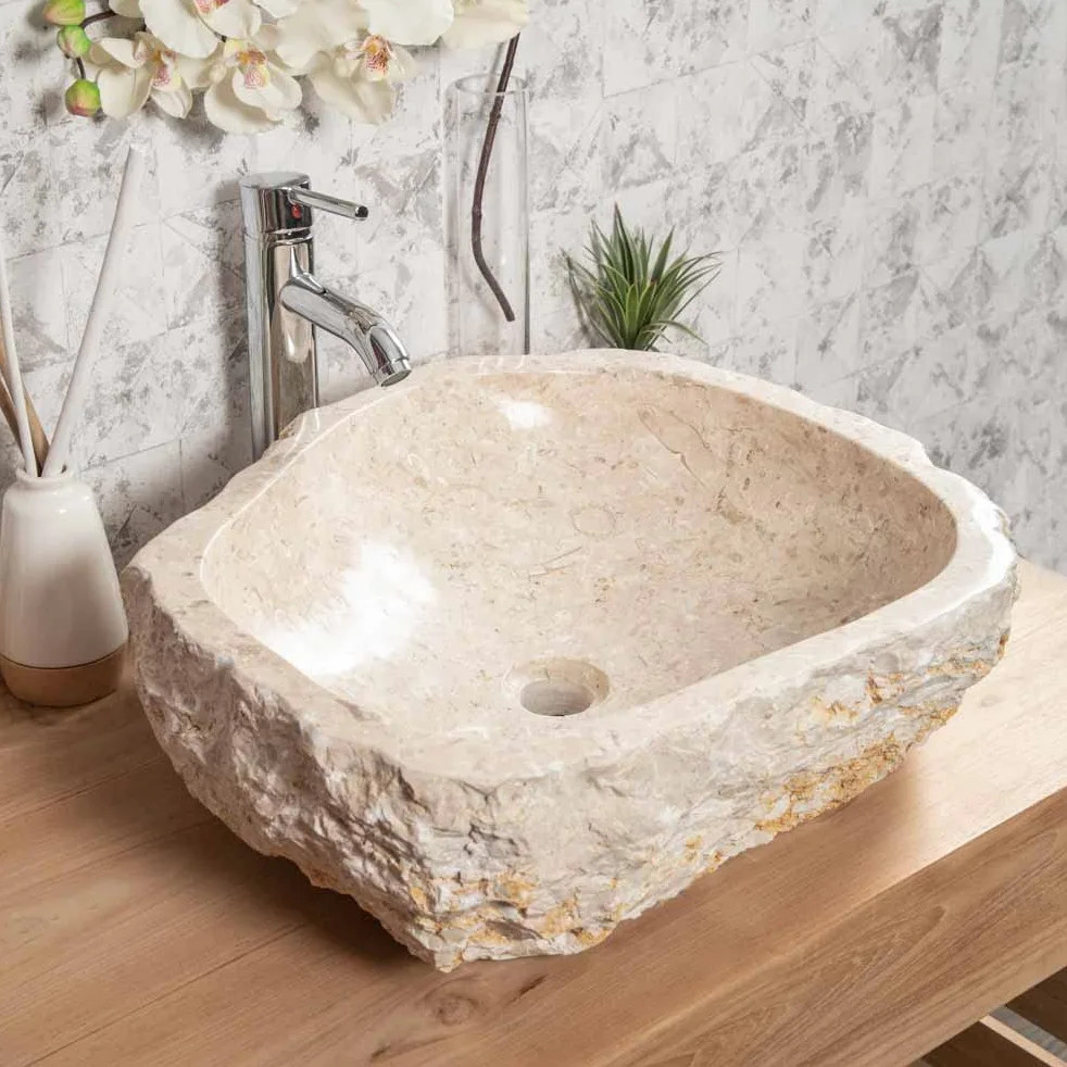 Grande lavabo in marmo Crema 45 – 55 cm