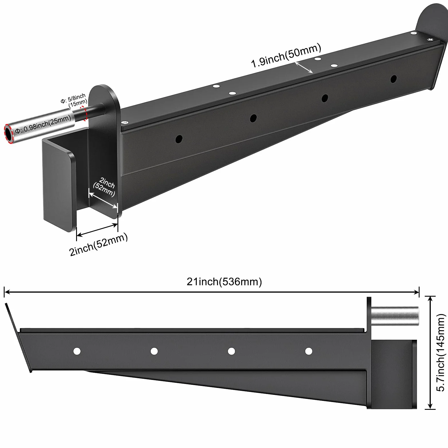 Kipika Bracci di sicurezza e ganci a J per power rack da 5,1 x 5,1 cm e 7,6 x 7,6 cm, resistenti supporti per bilancieri e catture con cuscinetti in gomma, accessori per power rack per squat, panca e