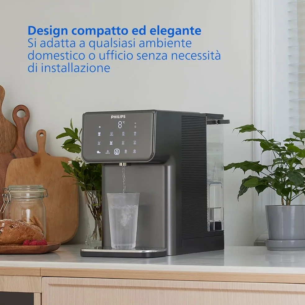Philips 3500 Series Erogatore di Acqua Calda e Fredda con Filtrazione Taste+, Acqua Filtrata Calda e Fredda in Pochi Secondi, Protezione Antibatterica UV-C, Nessuna Installazione Necessaria