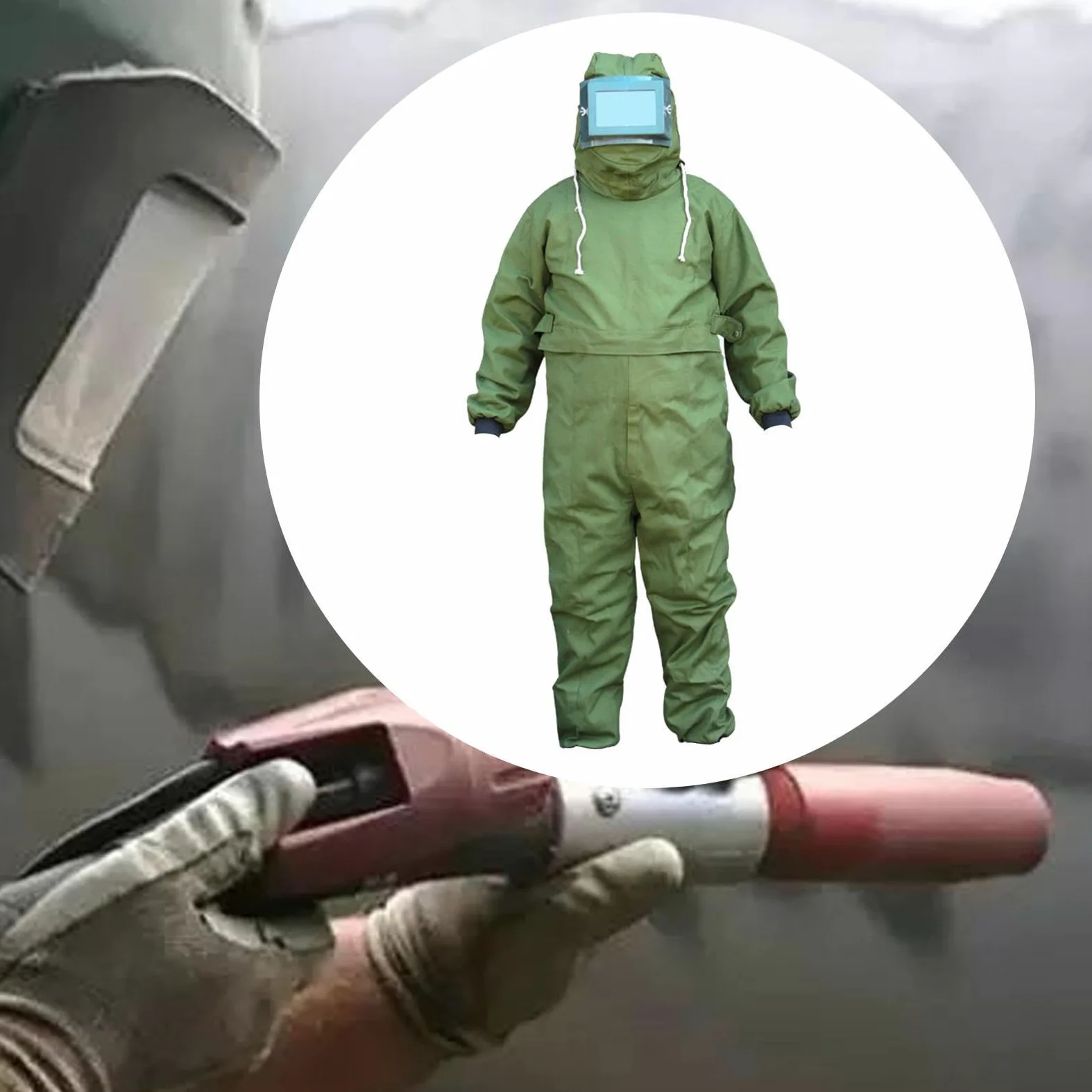 perfk Tuta per sabbiatura Tuta da lavoro Polsino elastico Abiti per sabbiatura Abiti protettivi per la pittura con sabbiatura per costruzioni, Verde