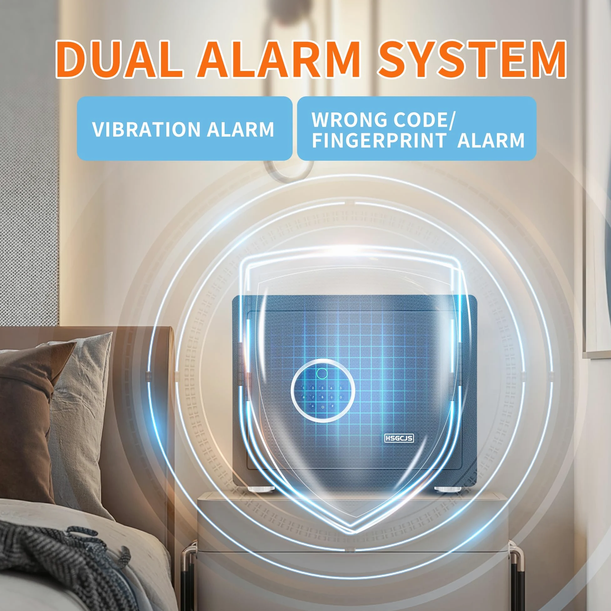 HSGCJS Cassaforte biometrica per impronte digitali con tastiera digitale completa, cassaforte di sicurezza per casa, ufficio e hotel, 1,2 metri cubi
