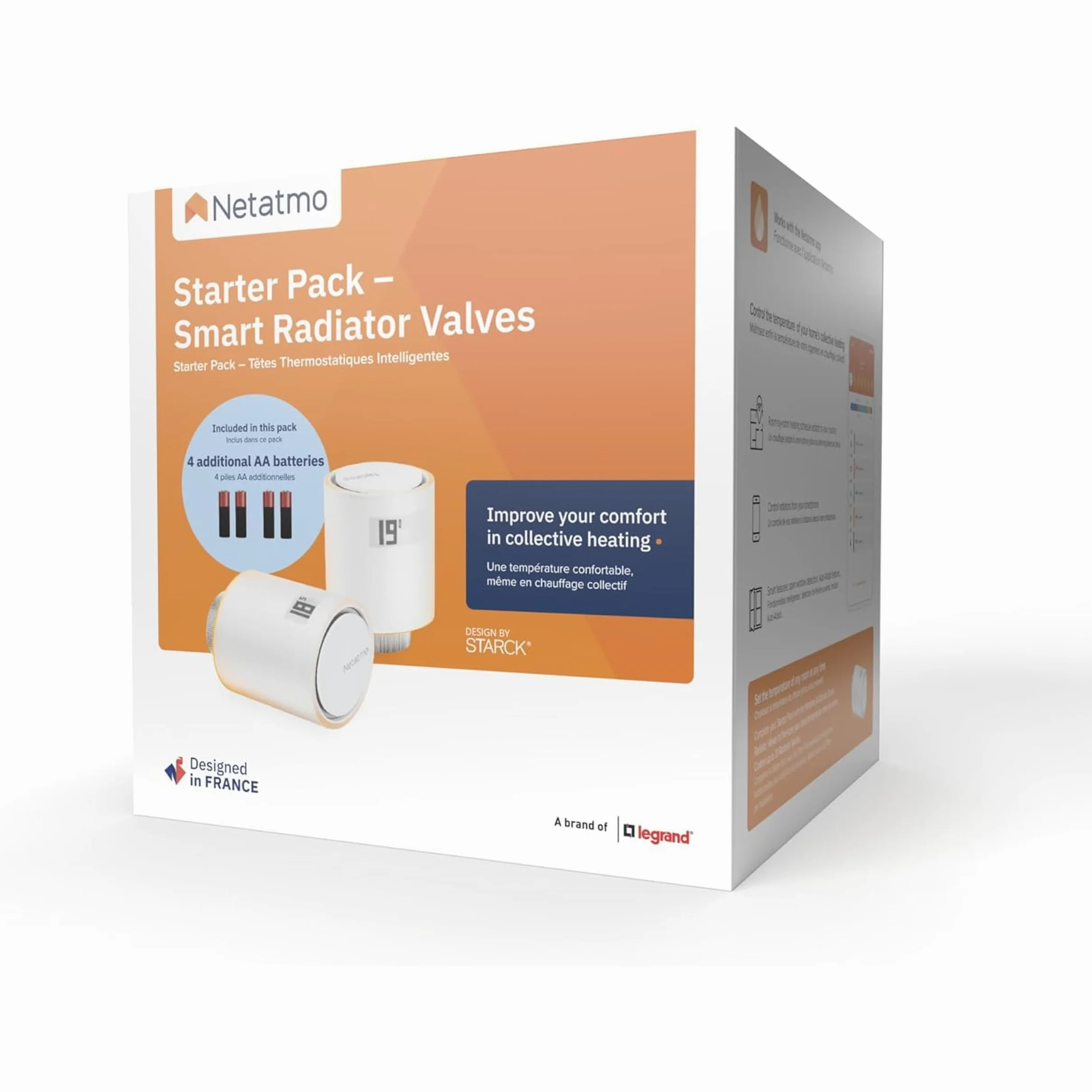 Netatmo Starter Pack Valvole Smart Wifi per Radiatore, Controllo remoto, Risparmio energetico, Pacchetto riscaldamento collettivo, Compatibile con Amazon Alexa, Apple e Google NVP-AMZ