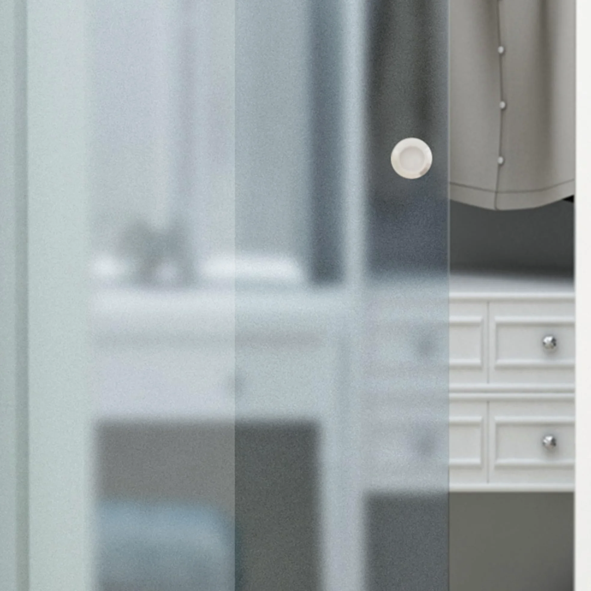HOMCOM Porta Scorrevole in Vetro Smerigliato con Binario in Alluminio per Bagno Cucina Studio Vetro 205cm