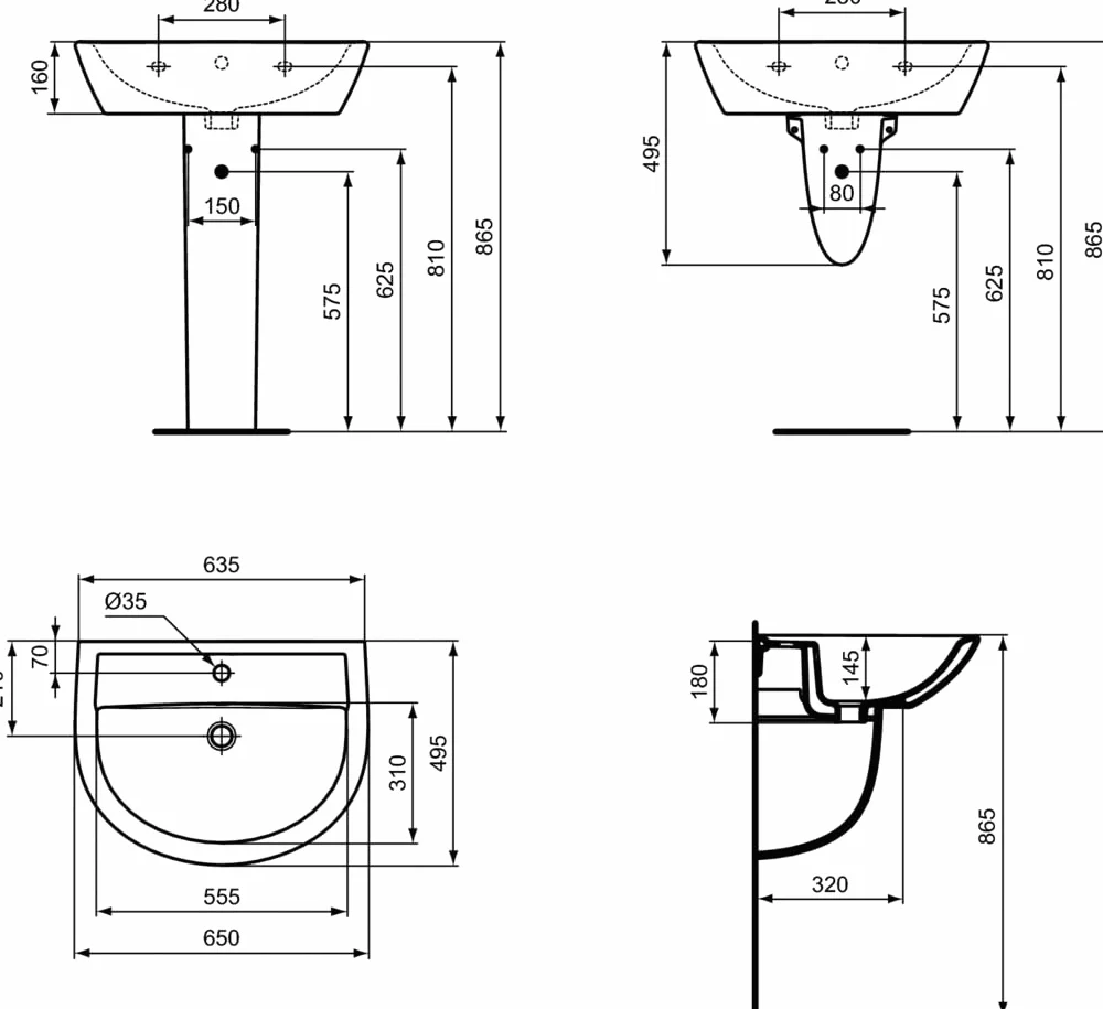 Ideal Standard W332201 Lavandino del bagno EUROVIT, Bianco