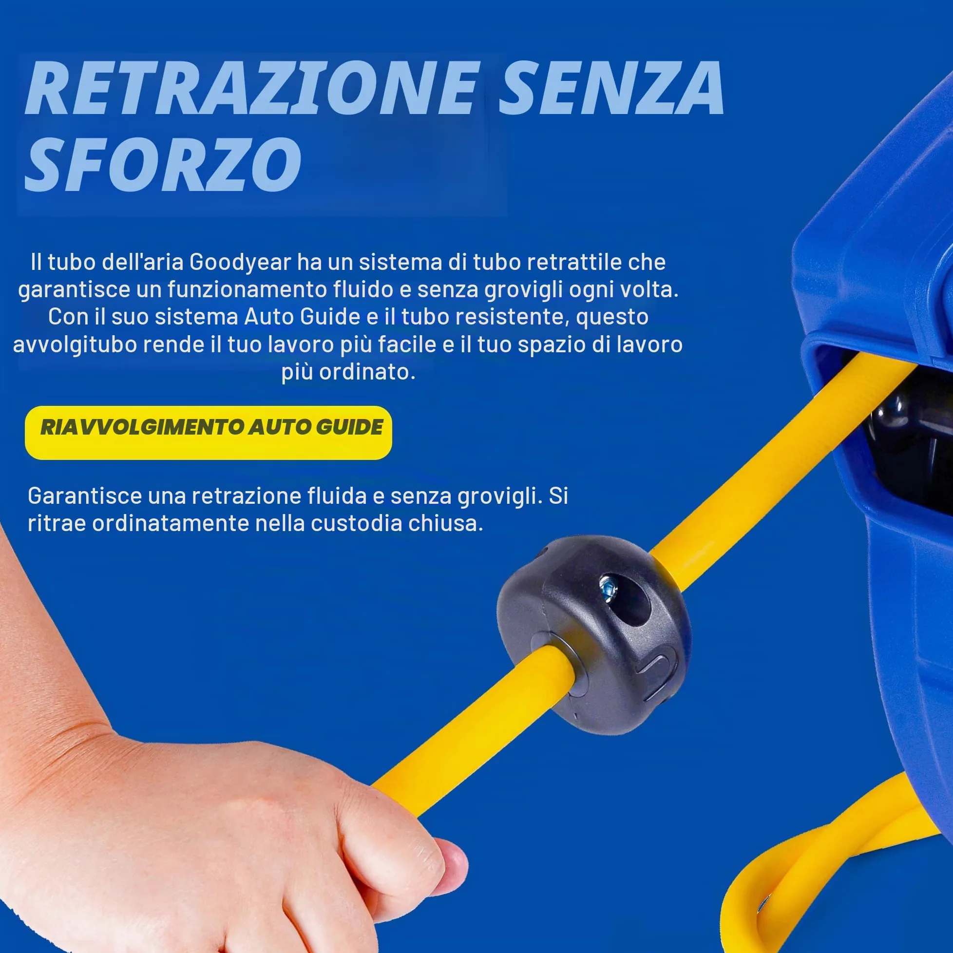 Goodyear retrattile compressore d'aria/acqua avvolgitubo, max. 300psi (3/8" x 65 ft) hybrid polymer tubo