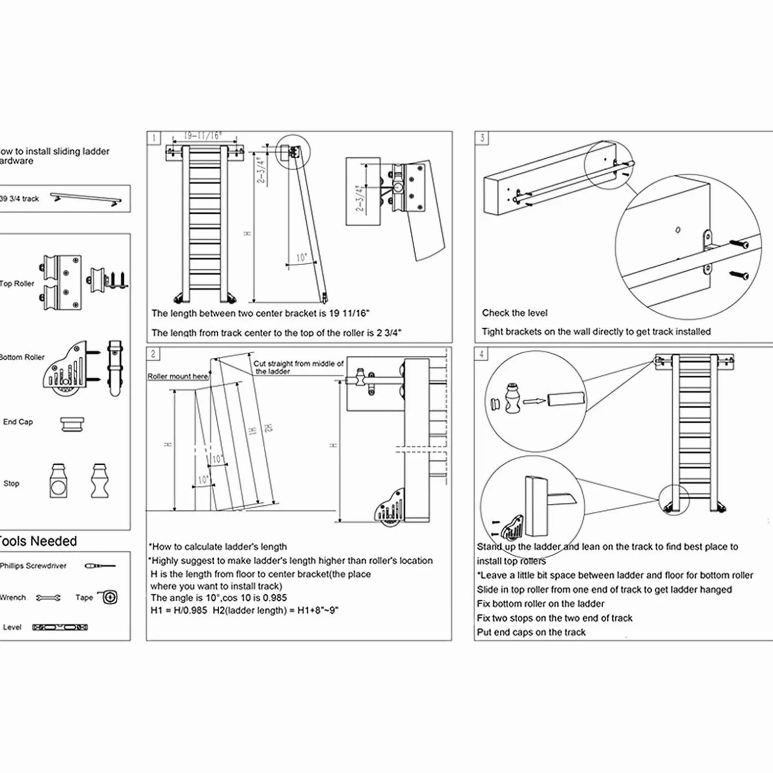 Kit Hardware per Binario Scorrevole con Scala per Biblioteca, Accessori per binari per Scale per librerie mobili con Ruote, Strumento di Spostamento della Scala in Acciaio al Carbonio