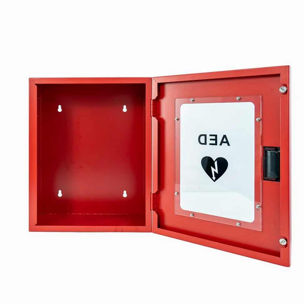ISOP Armadio per Defibrillatore – Armadio per DEA – Scatola per DEA – Supporto per Defibrillatore – Vetrina per DEA – Scatola Rossa per Attrezzature di Sicurezza Antincendio – 36 × 29 × 17 cm – Rosso