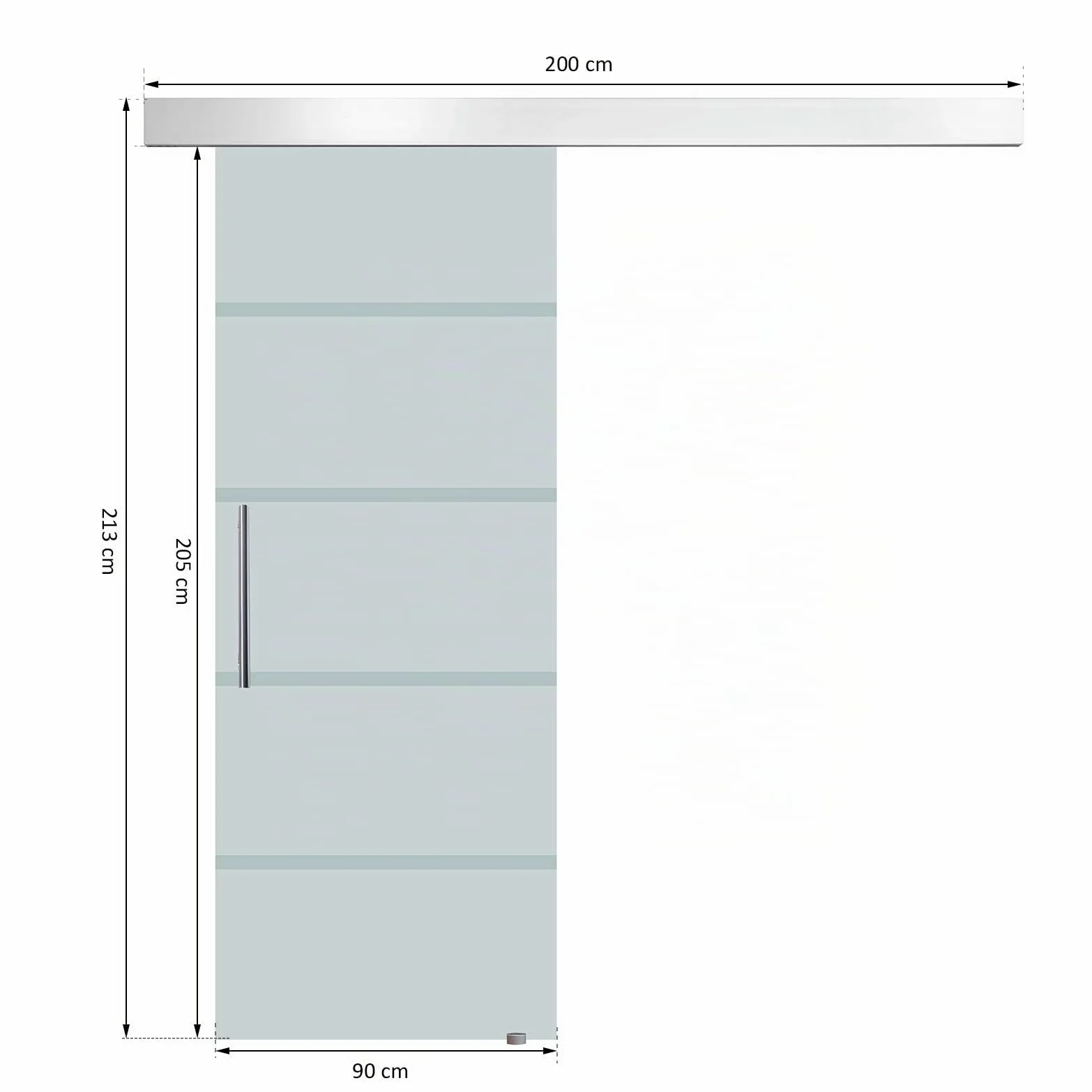 HOMCOM Porta Scorrevole Interna in Vetro Smerigliato e Satinato con Binario B2 e Maniglia per Bagno Cucina Studio Vetro 205x 90x 0,8cm