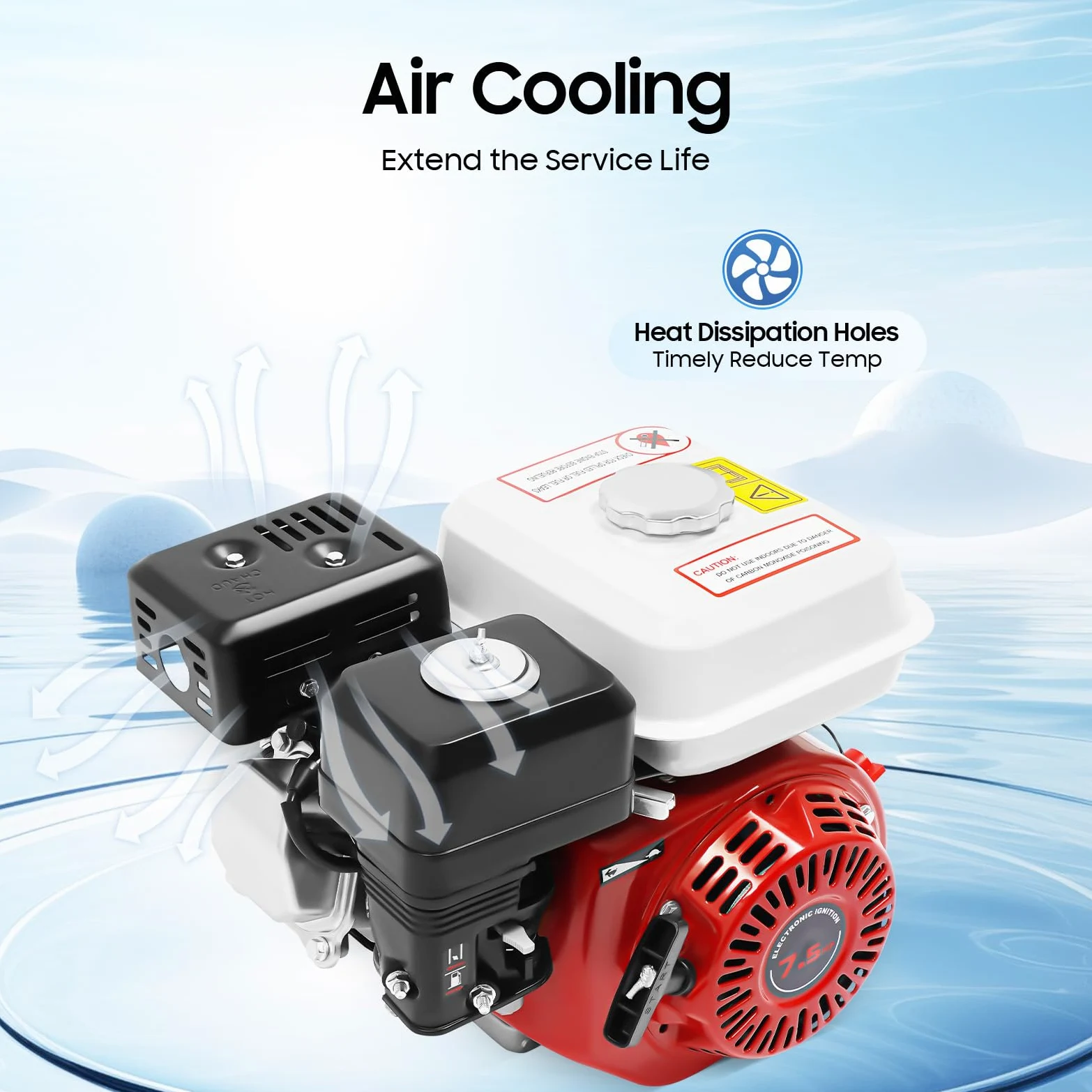 Motore a benzina a 4 tempi, 7,5 CV, 215 ccm, Go Kart con protezione da mancanza di olio e fune, albero da 20 mm, motore a terra per pompe e micro fresatrice, robusto motore industriale rosso