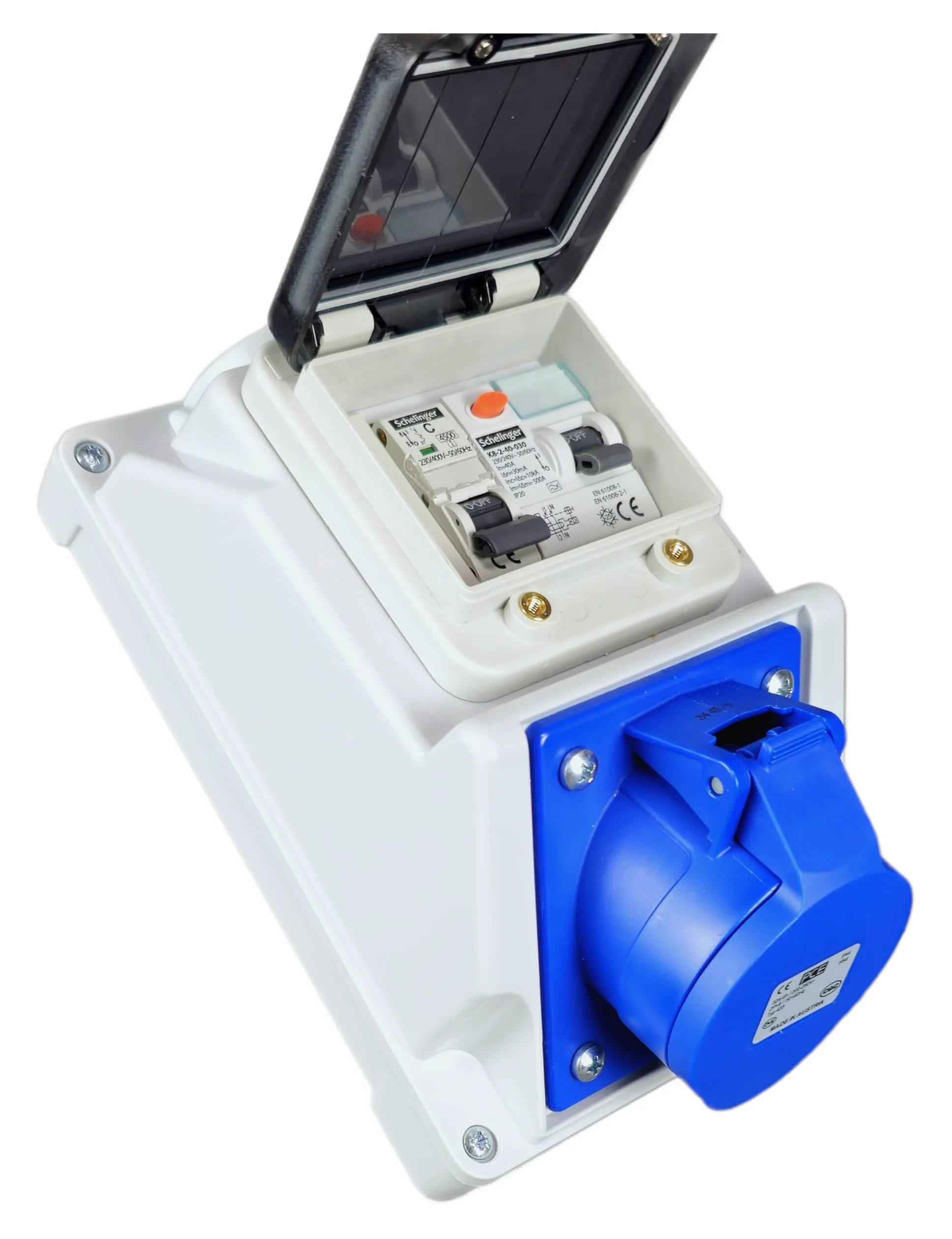 RoadEu - Presa CEE 16A e interruttore differenziale - 230V 3P Presa monofase con interruttore, presa a muro con interruttore automatico