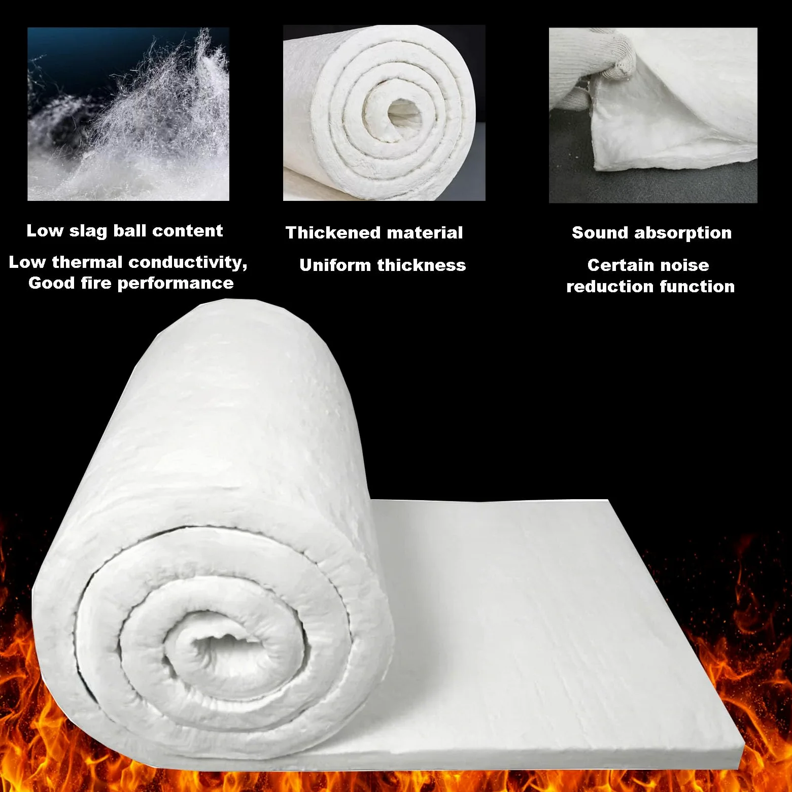 Coperta in Fibra Ceramica Isolante - Isolamento Termico e Ignifugo Senza Manutenzione per Forni e Stufe a Legna - Lana di Roccia ad Alta T(Size:5m * 0.61m * 30mm(196.85 * 24.02 * 1.18 inches))