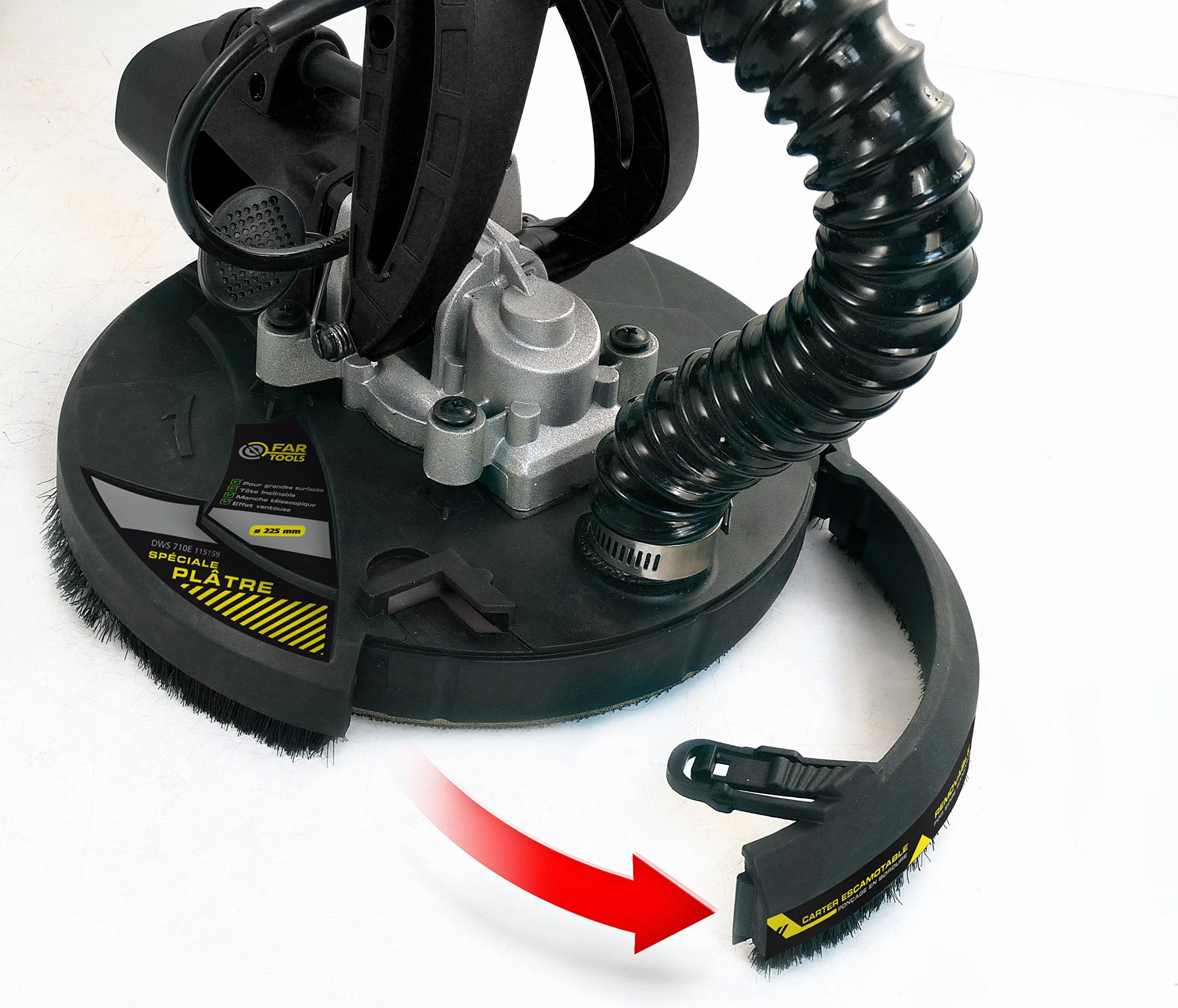Fartools DWS 710 - Levigatrice murale telescopica per cartongesso, potenza 710 W, diametro del disco abrasivo 225 mm, velocità di rotazione 700 / 1700 giri/min