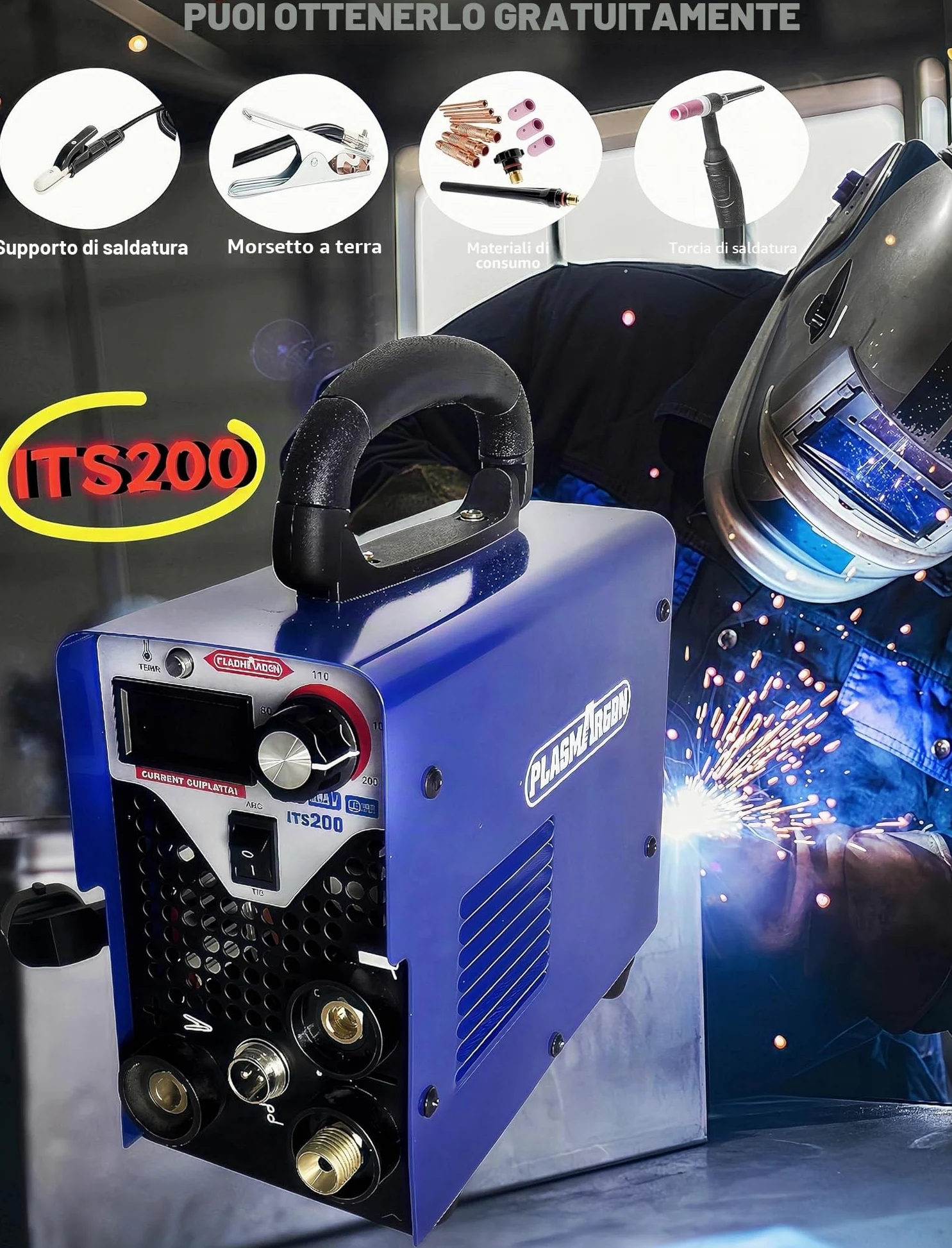 ITS-200 TIG Saldatrice con 200 Amp e MMA, 2 in 1 Combi TIG saldatrice DC TIG per saldatura di acciaio, acciaio inossidabile