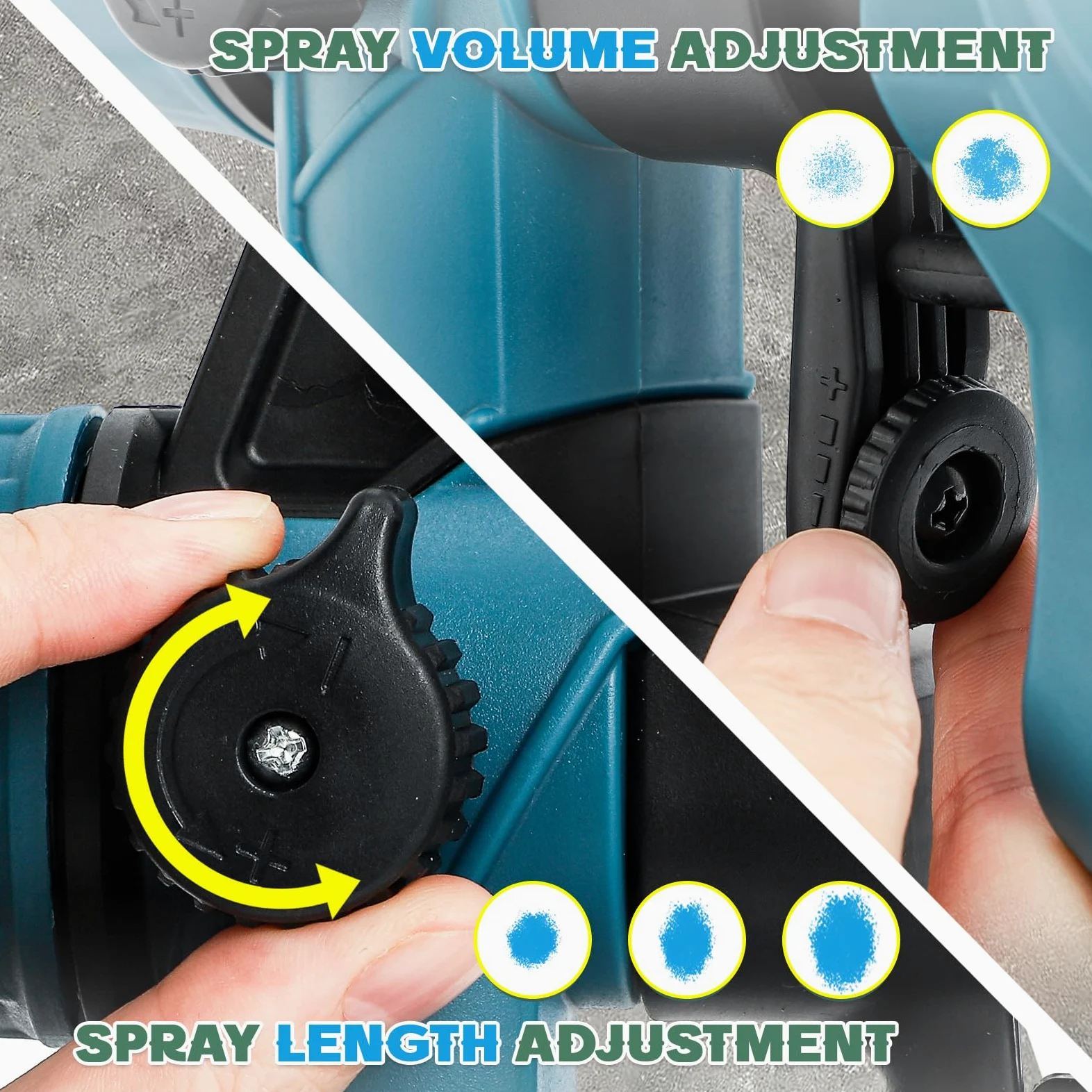 Huanyu Spruzzatore di vernice a batteria con 2 batterie da 21V 4.0Ah e 5 ugelli pistola a spruzzo per verniciare da 900 ml con 3 modelli pistola a spruzzo elettrico per la pittura di mobili domestici