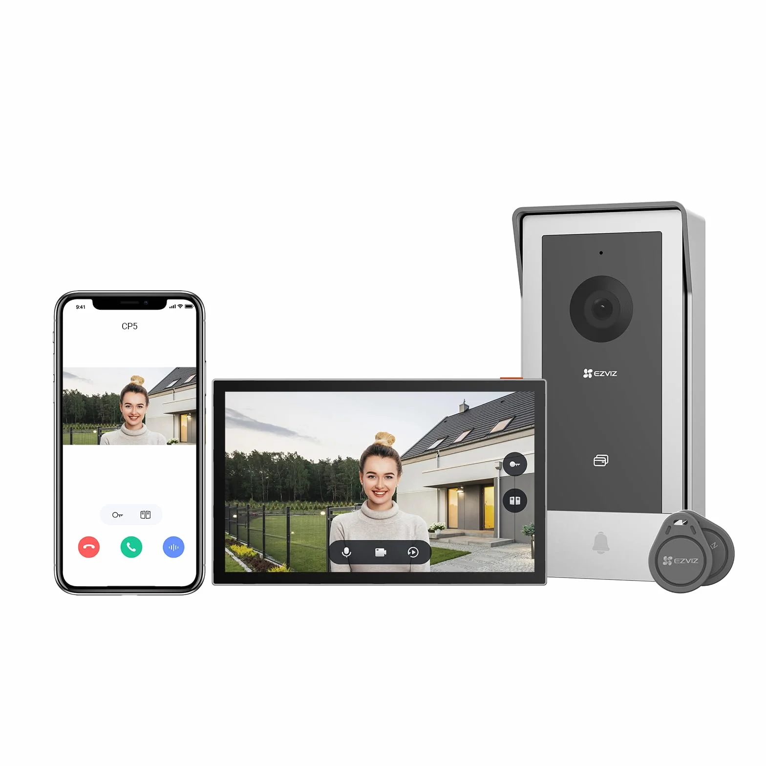 EZVIZ CP5 Videocitofono WiFi con Schermo Touch Screen a Colori da 7", Visione Notturna 1080p e Audio Bidirezionale, Citofono con Sblocco Remoto, Dual Band, Design Sottile